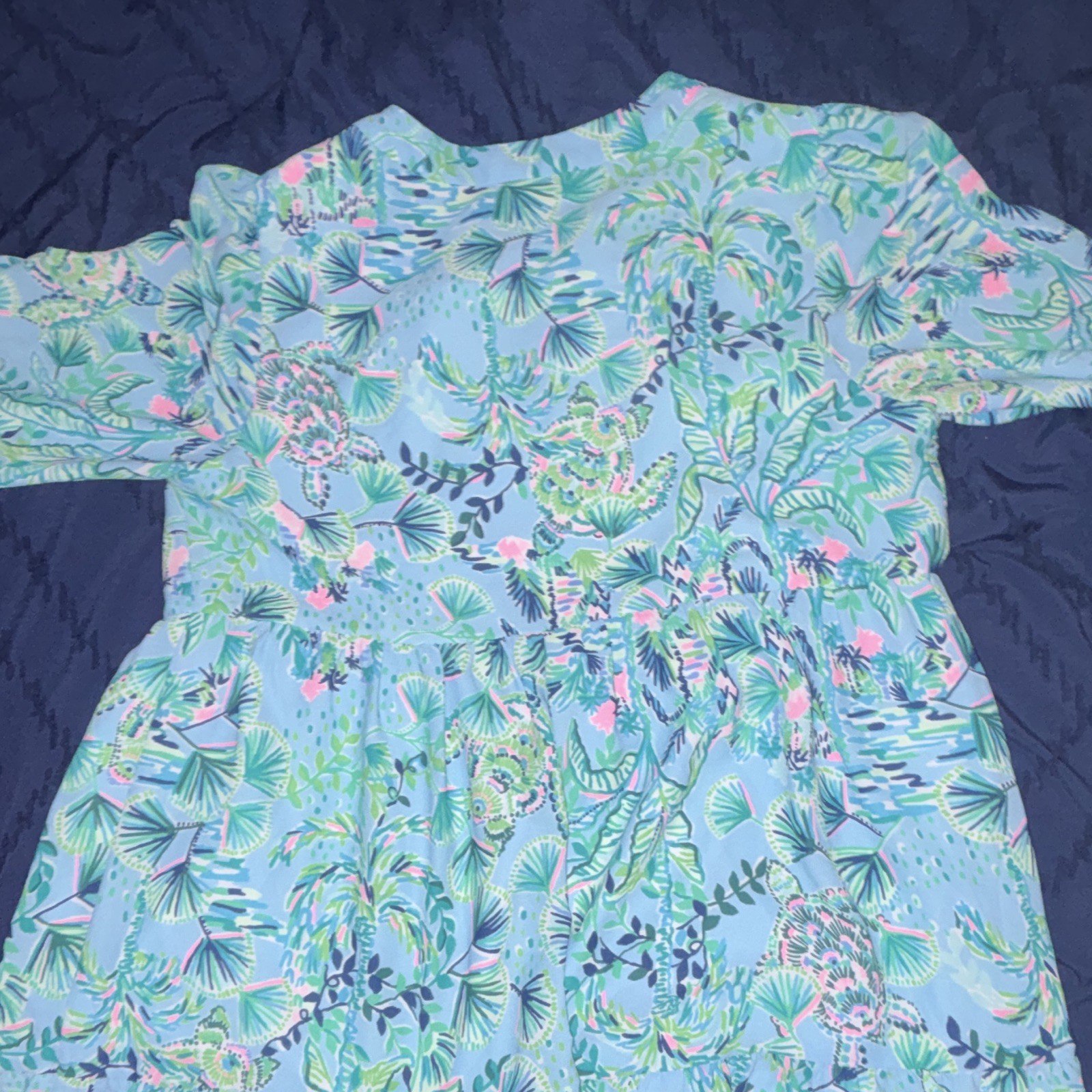 Lilly Pulitzer Women’s M Tropical Floral V-Neck Long Sleeve Lined Dress