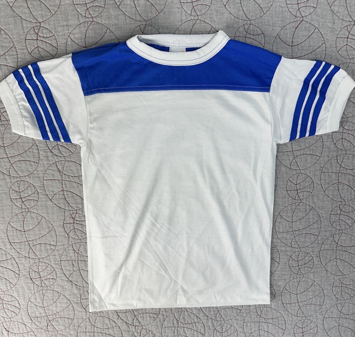 Deadstock VTG Alore Single Stitch Blue/White Retro Ringer Shirt Youth 14-16 USA