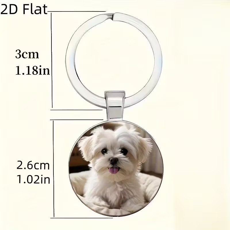Cute Maltese Dog Keychain Car Key Ring Backpack Purse Bag Charm Dog Lover Gift
