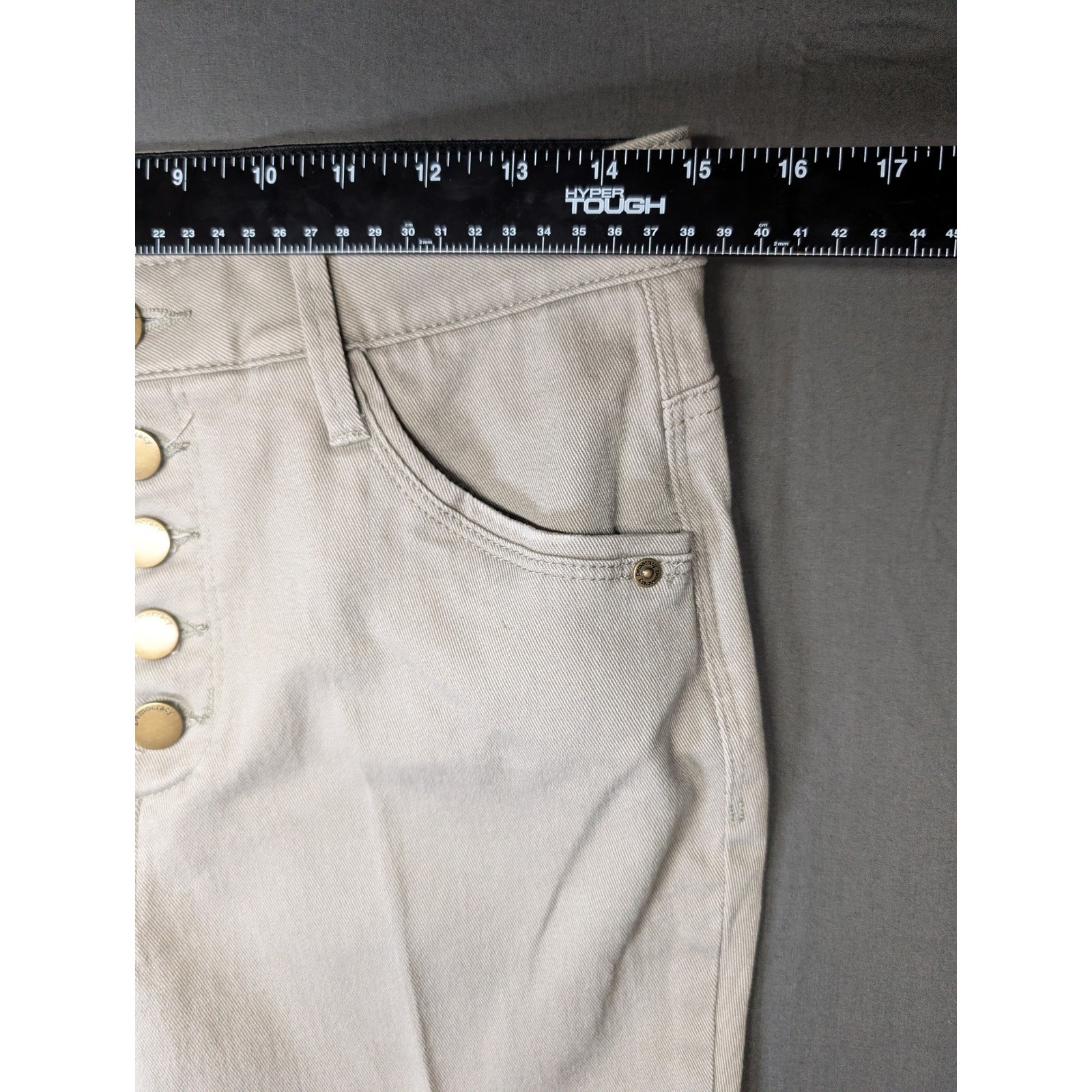 Democracy Absolution High Rise Button Fly Slim Pants Beige Womens 6 B21463YDM