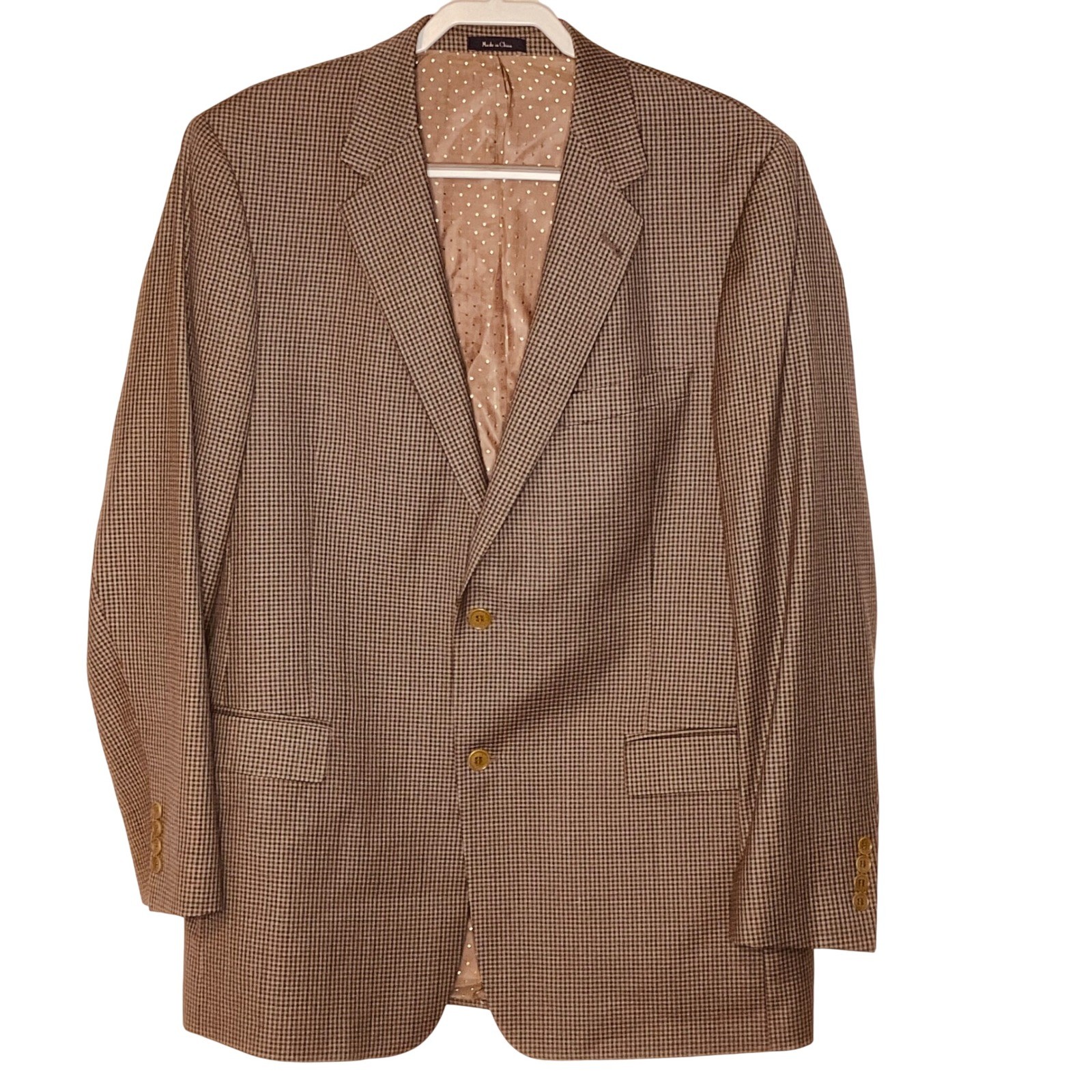 TURNBURY men’s sportcoat blazer jacket 44L 100% WOOL hounds tooth