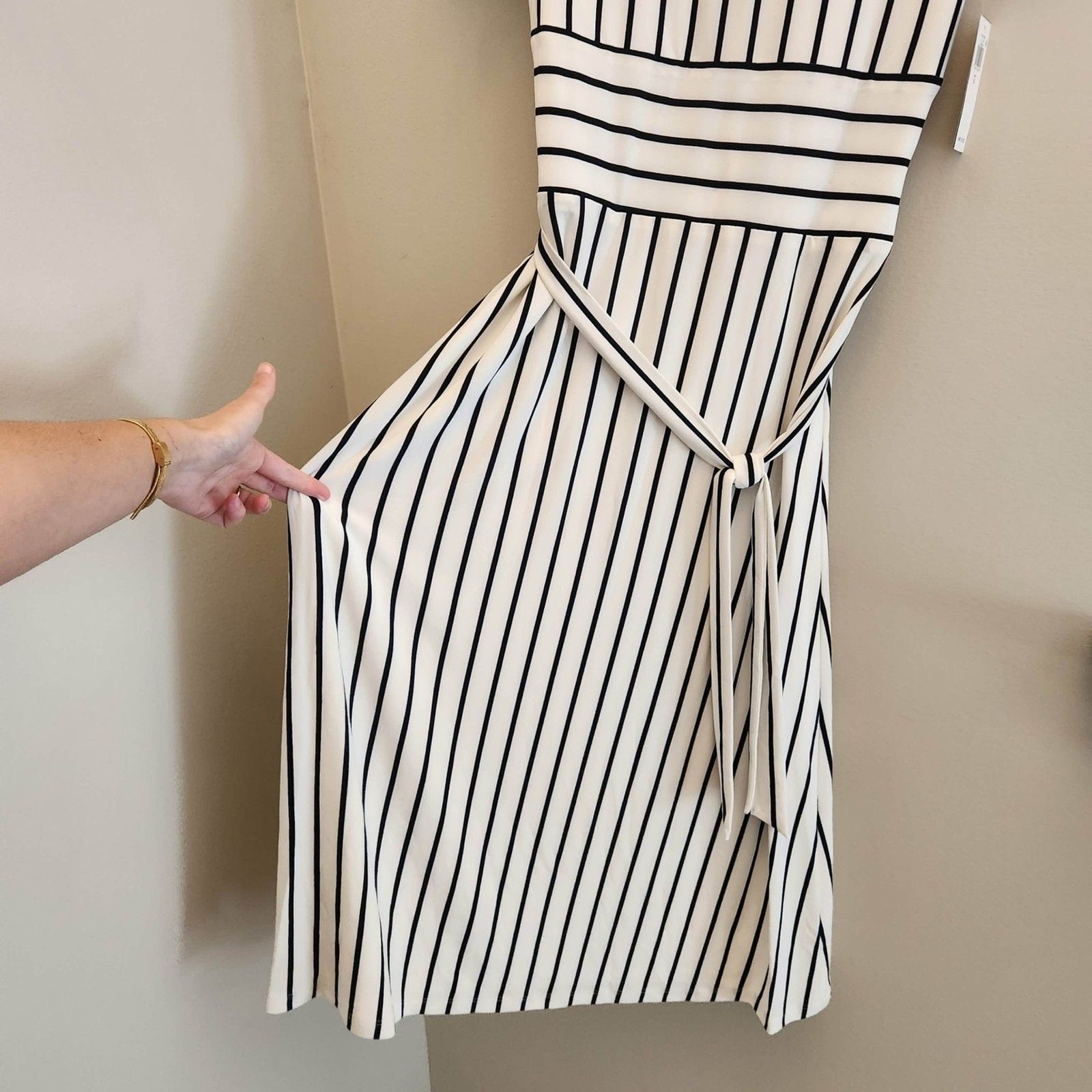 Ralph Lauren Striped Jersey Dress Navy Midi NWT $125 MSRP Nautical Old Money