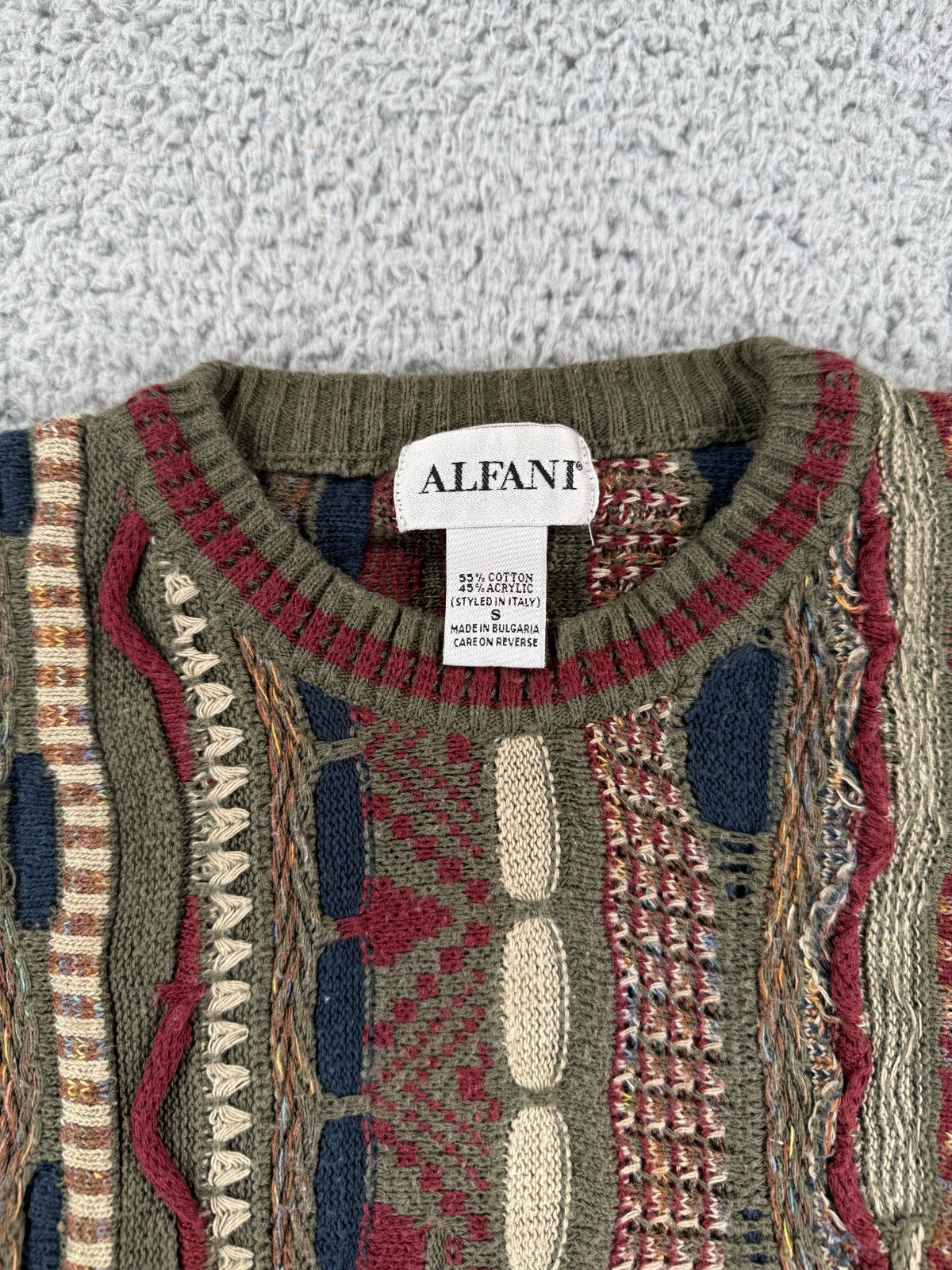 Vintage 80s 90s 3D Thick Texture Cable Abstract Grunge Hip Hop Sweater Small