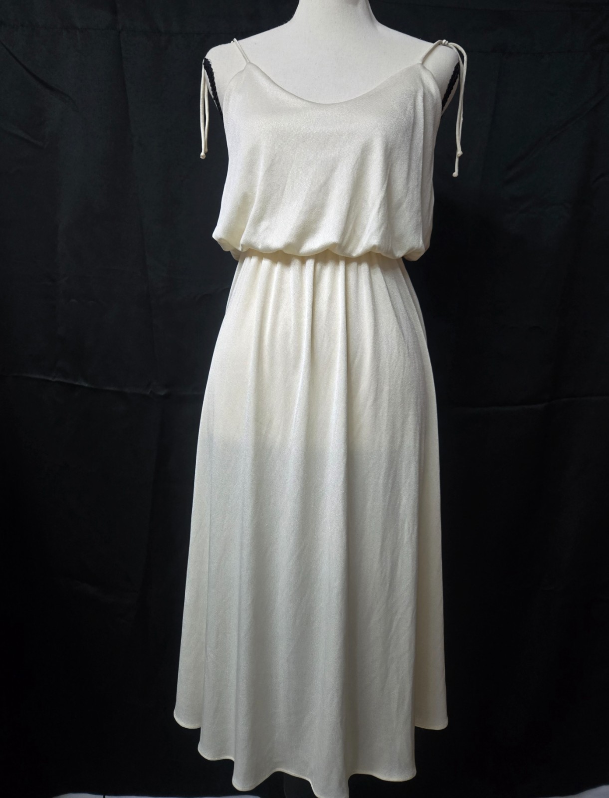 Vintage Climax David Howard Dress Cream White 70s 80s Disco Maxi Gown Goddess M