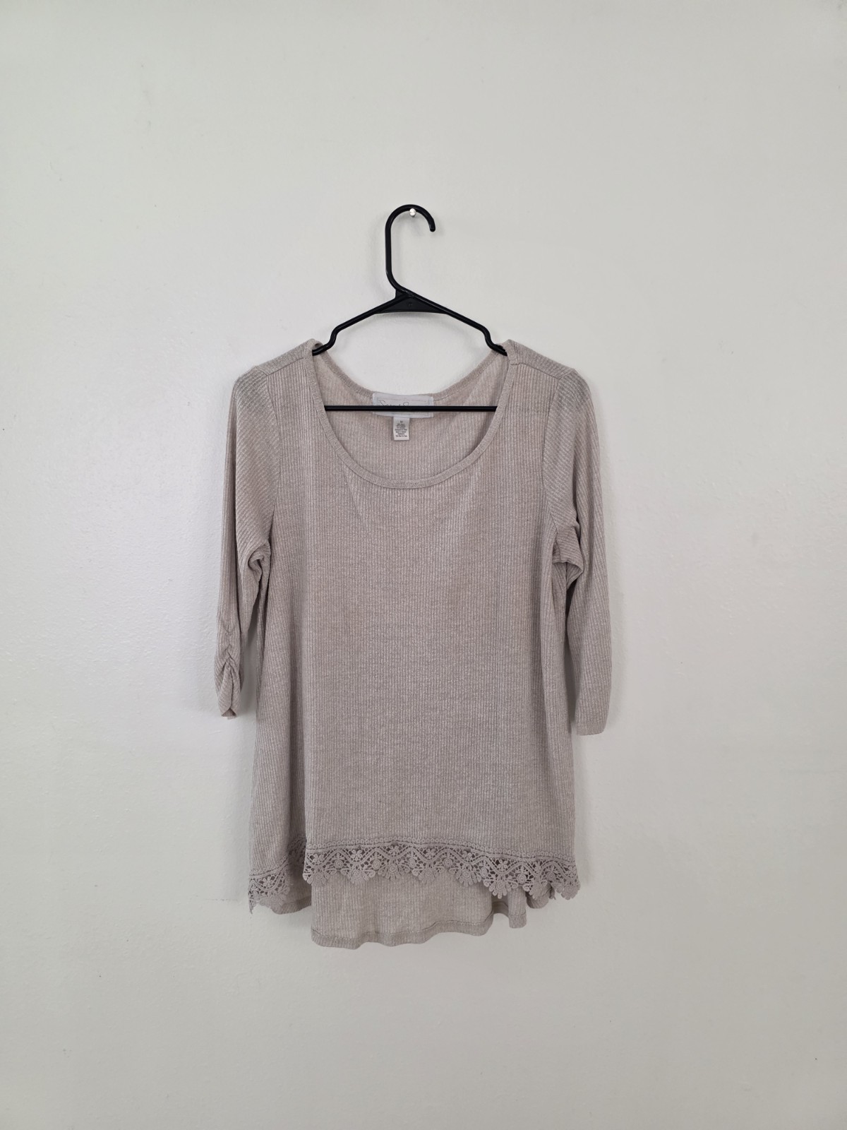 French Laundry Women’s Top Size 1X White Long Sleeve V Neck Cotton Blend Stretch
