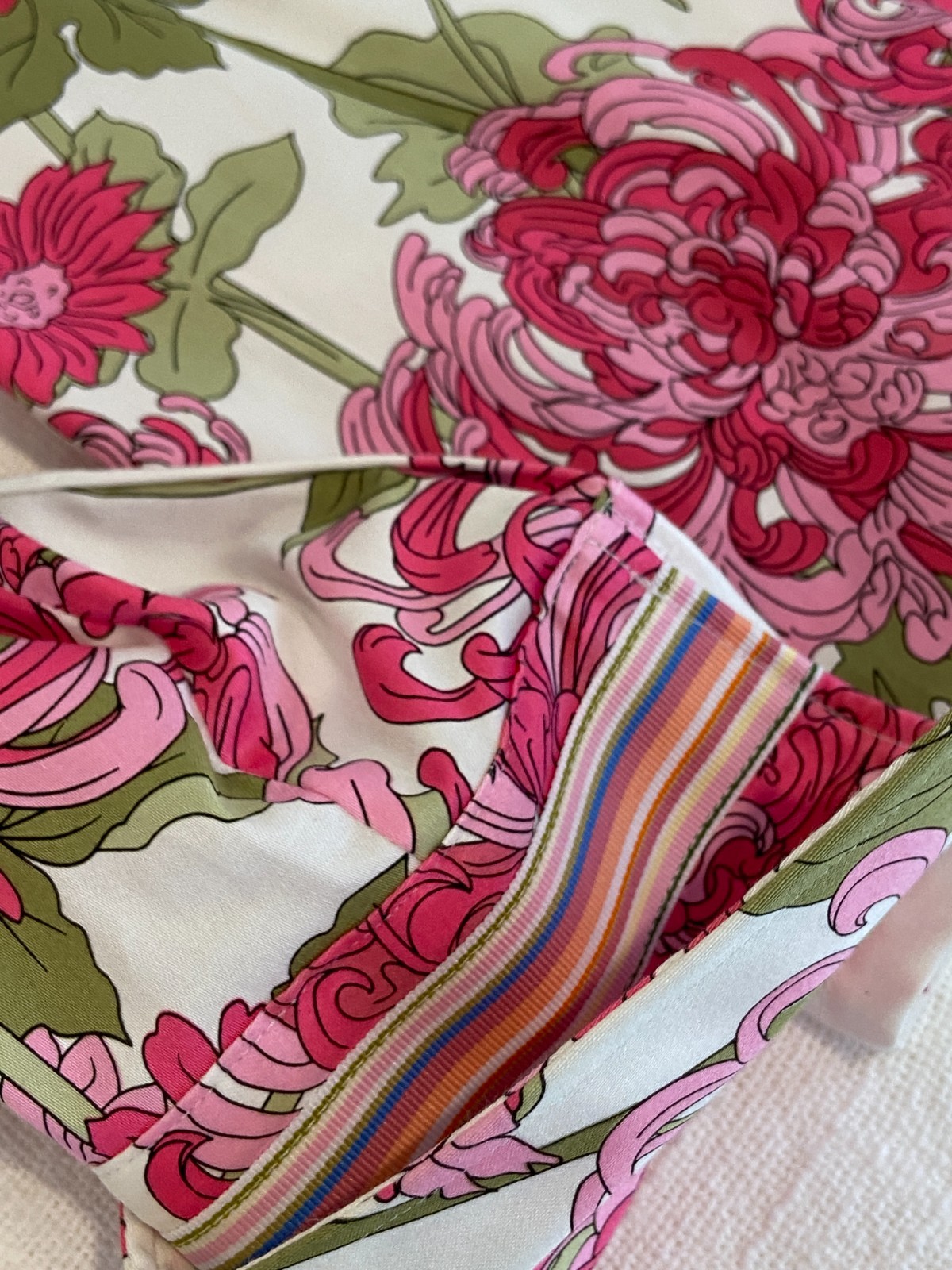 Talbots Blouse Top Button Down Front Bright Pink Floral French Cuffs Sz 4 Petite