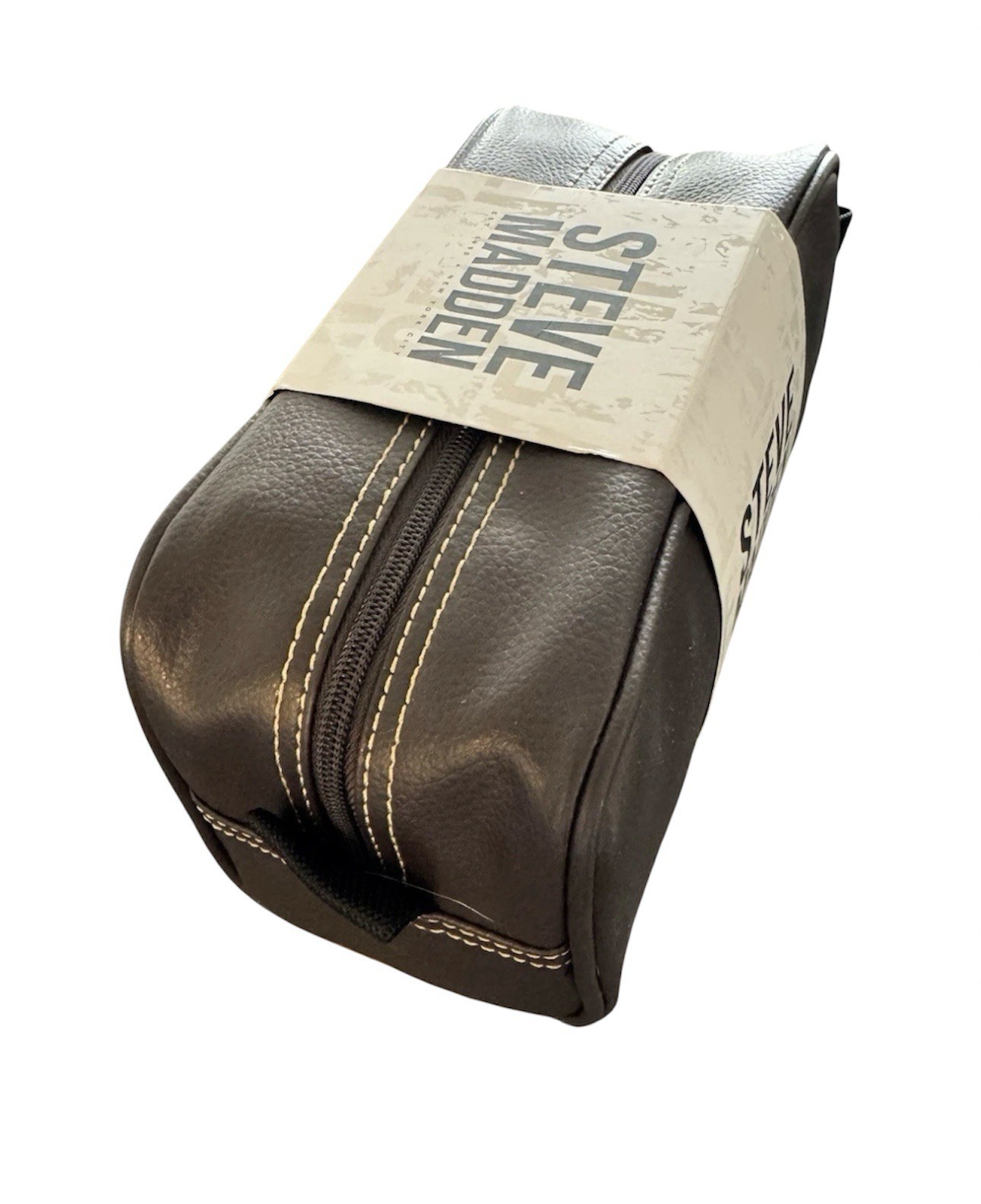 Steve Madden Travel Toiletry Bag Vegan Leather Brown Color