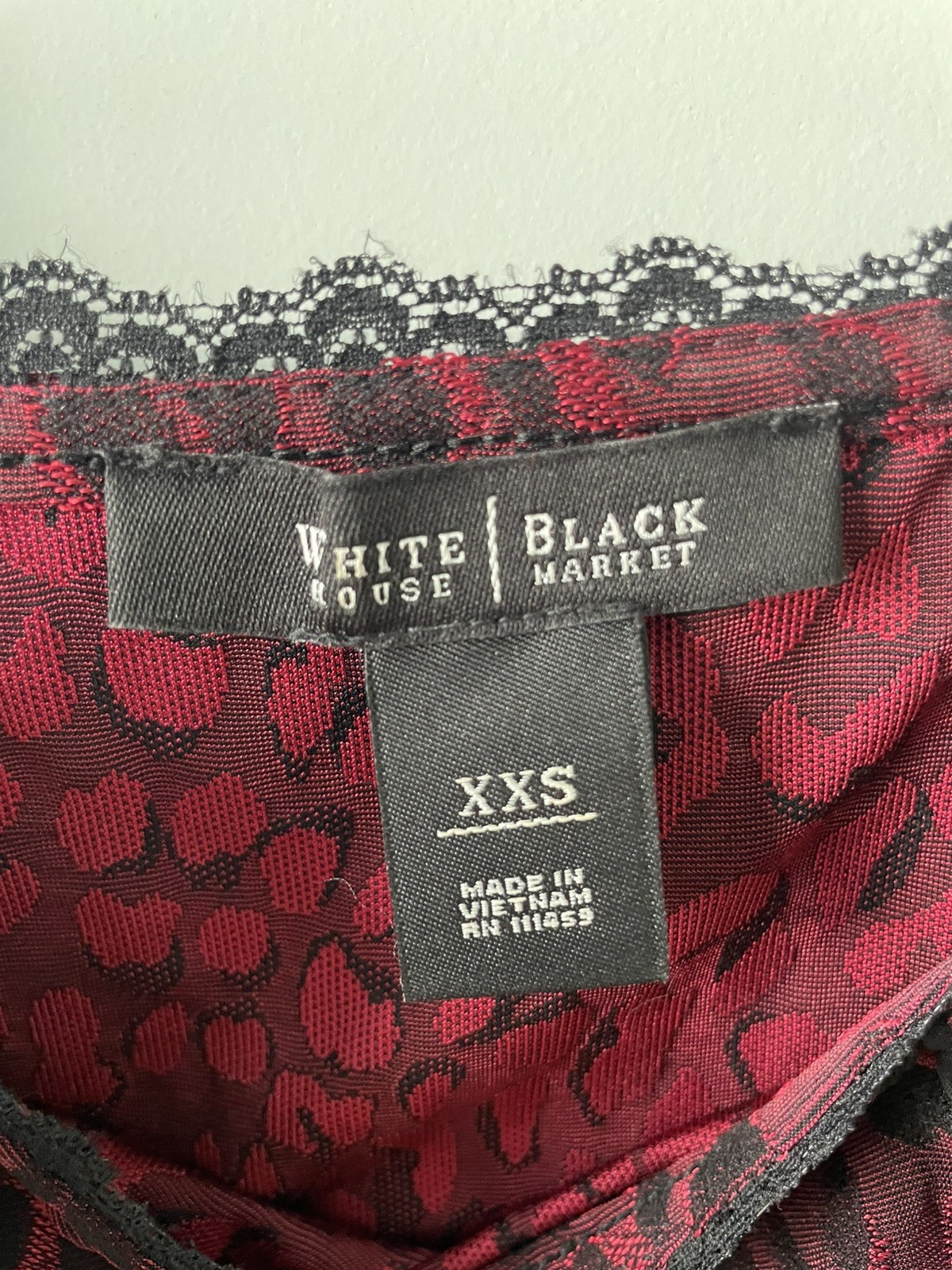 White House Black Market WHBM Black And Dk Red Leopard Print Corset Tank Top XXS