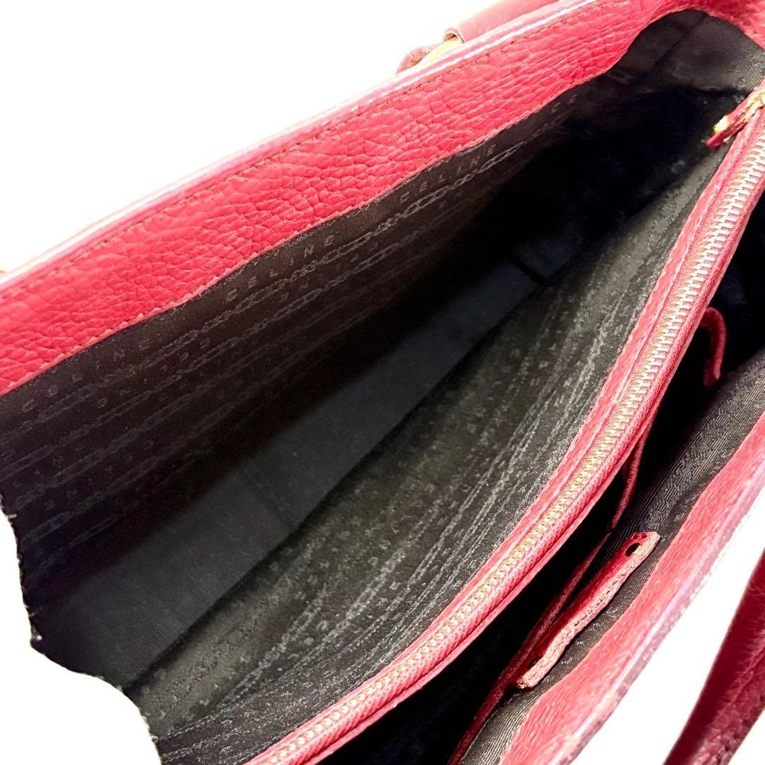 CELINE Boogie Bag Handbag Leather Red Vintage Authentic From Japan