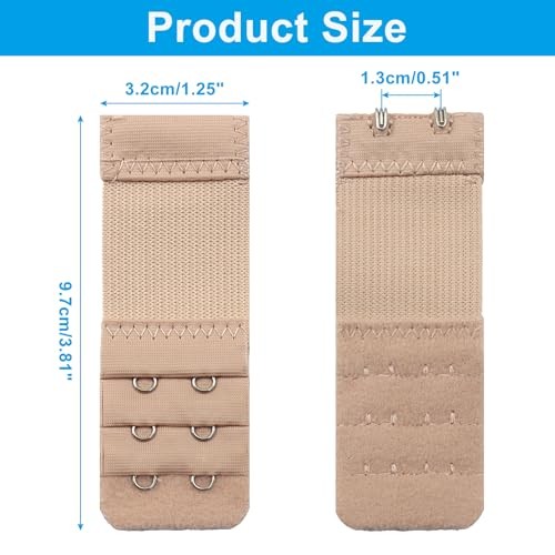Adjustable Bra Extenders, 2 Hooks, 6 Pack, Assorted Colors | Soft Elastic, Bra