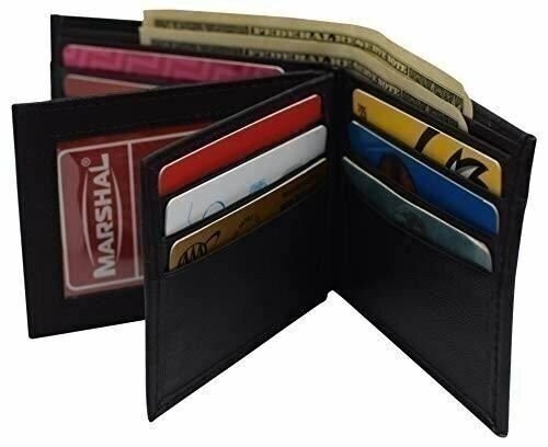 RFID Blocking Men’s Leather Wallet Bifold Multi Card ID Holder