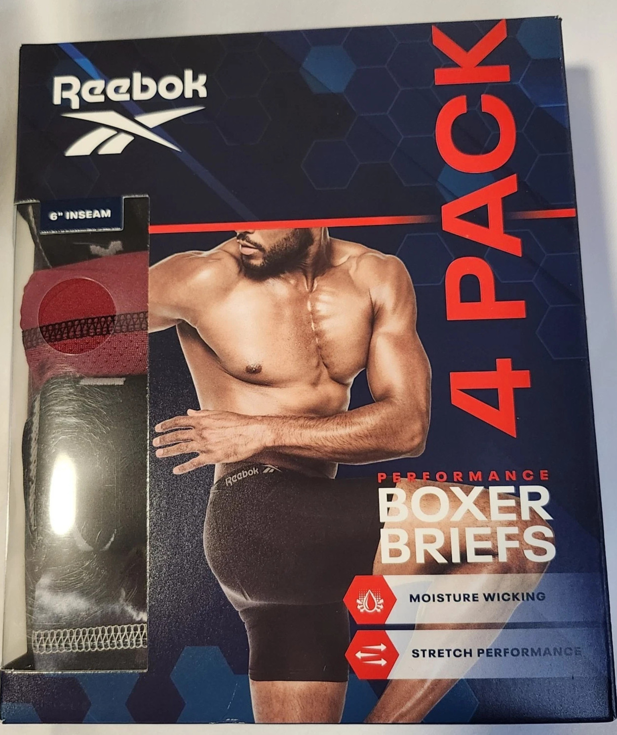 Reebok Boxer Briefs Men Medium 4 Pk Assorted Color Performance Moisture Stretch