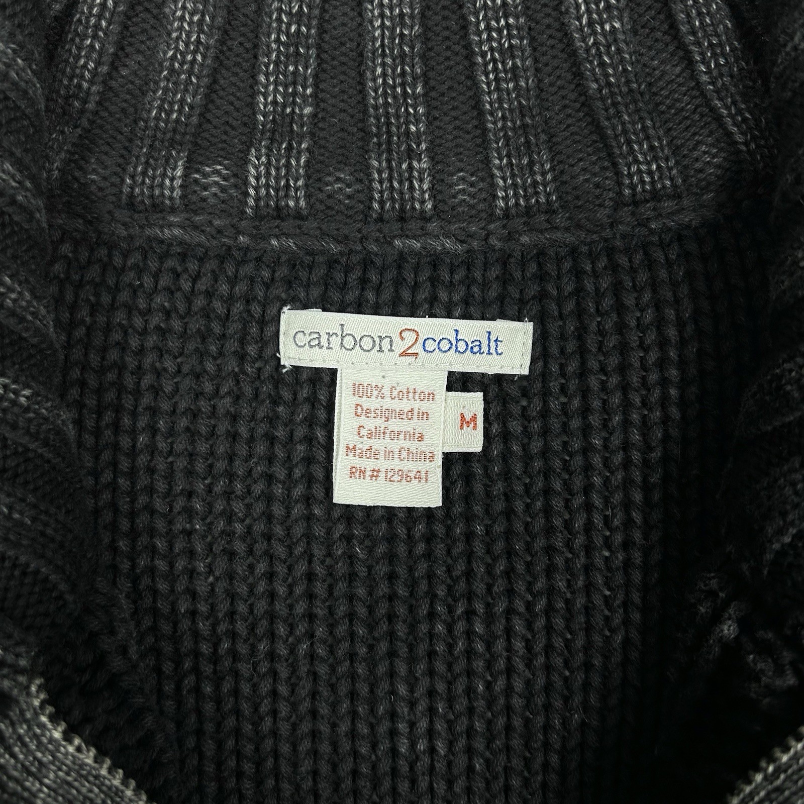 Carbon 2 Cobalt Fisherman Cable Knit Sweater 1/4 Zip Mens Medium Gunmetal Gray
