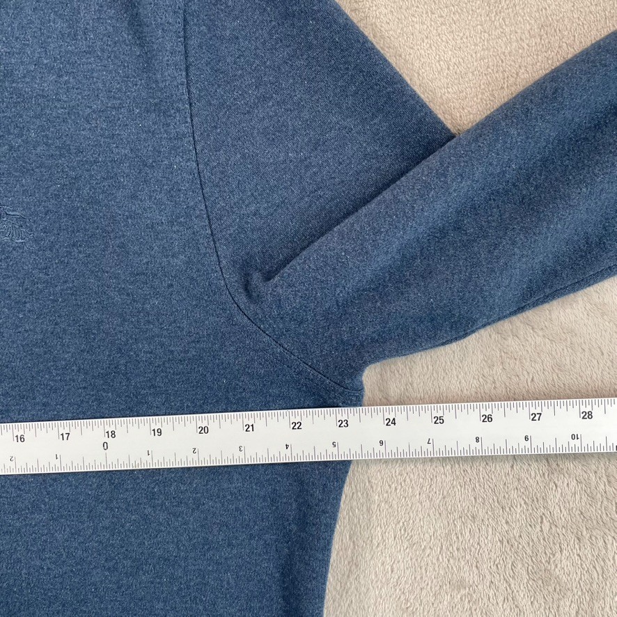 Burberry Brit Nova Check 1/4 Zip Sweater Men XL Heather Blue Embroidered Logo