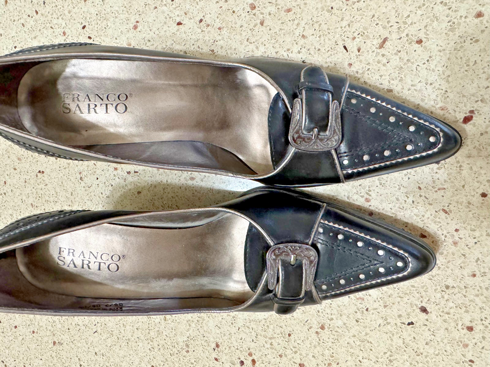 Franco Sarto Womens Black Patent Leather Heel Shoes Size 8M