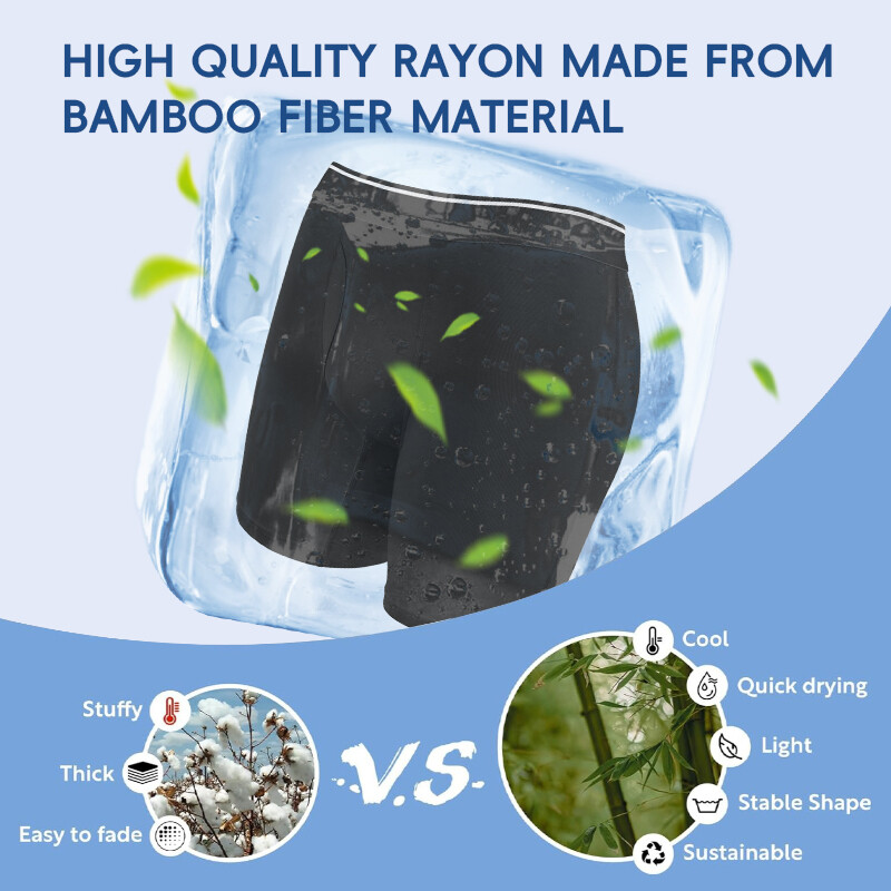 4 Pack Bamboo Fiber Men Boxer Shorts Tagless Comfort Underwear With Fly Briefs