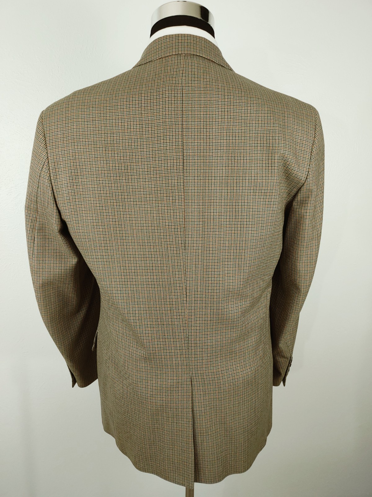 Vintage J Crew Blazer Men’s 40/41R Wool Brown Tan Houndstooth Sport Coat Jacket