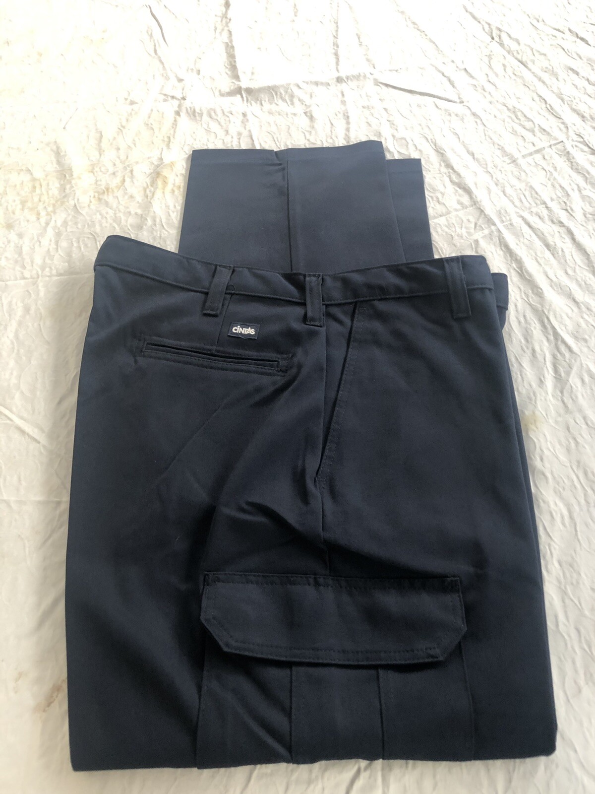 Lot 2 Cintas Comfort Flex Navy Blue Cargo Work Pants 32×32 #270-20 Relaxed Fit
