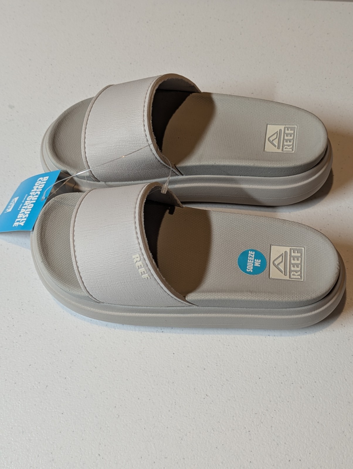 Reef Cushion Bondi Bay Women’s Size 8 Comfort Slides Sandals Fog Gray New NWT