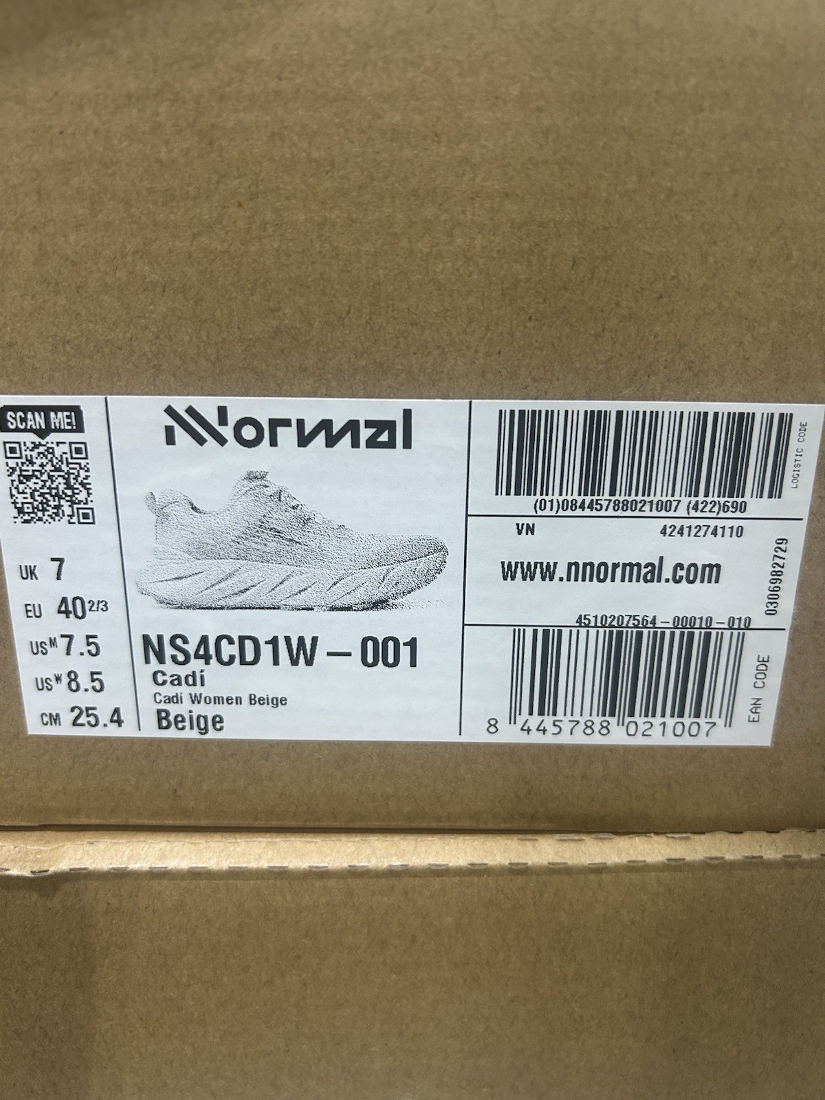 Nnormal Cadi Women’s Trail Running Beige Trainers Shoes. 8.5 US. 7 UK. 40 2/3 EU