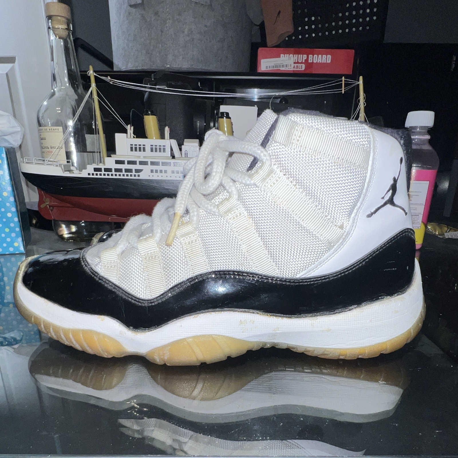 Jordan Air Jordan 11 Men’s High Top Patent Leather Colorblock Basketball Sneaker