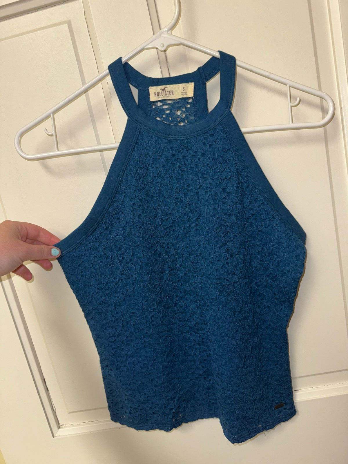 Hollister Lace Halter, Crop Top, Navy Blue, Size Small
