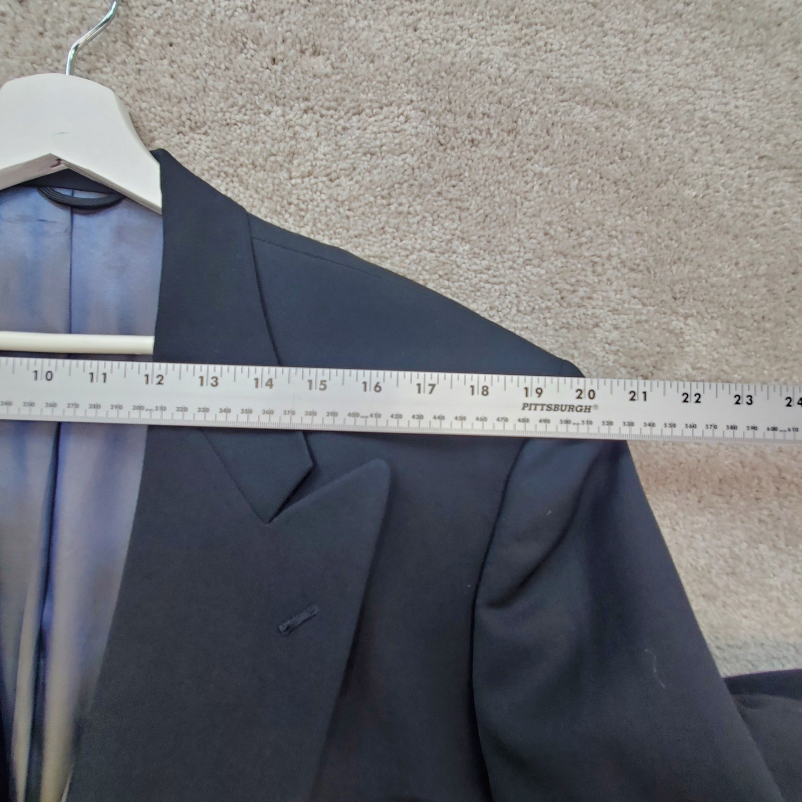 Pierre Cardin Mens Double Breasted Blazer 46 Black Gold Tone Buttons 9869
