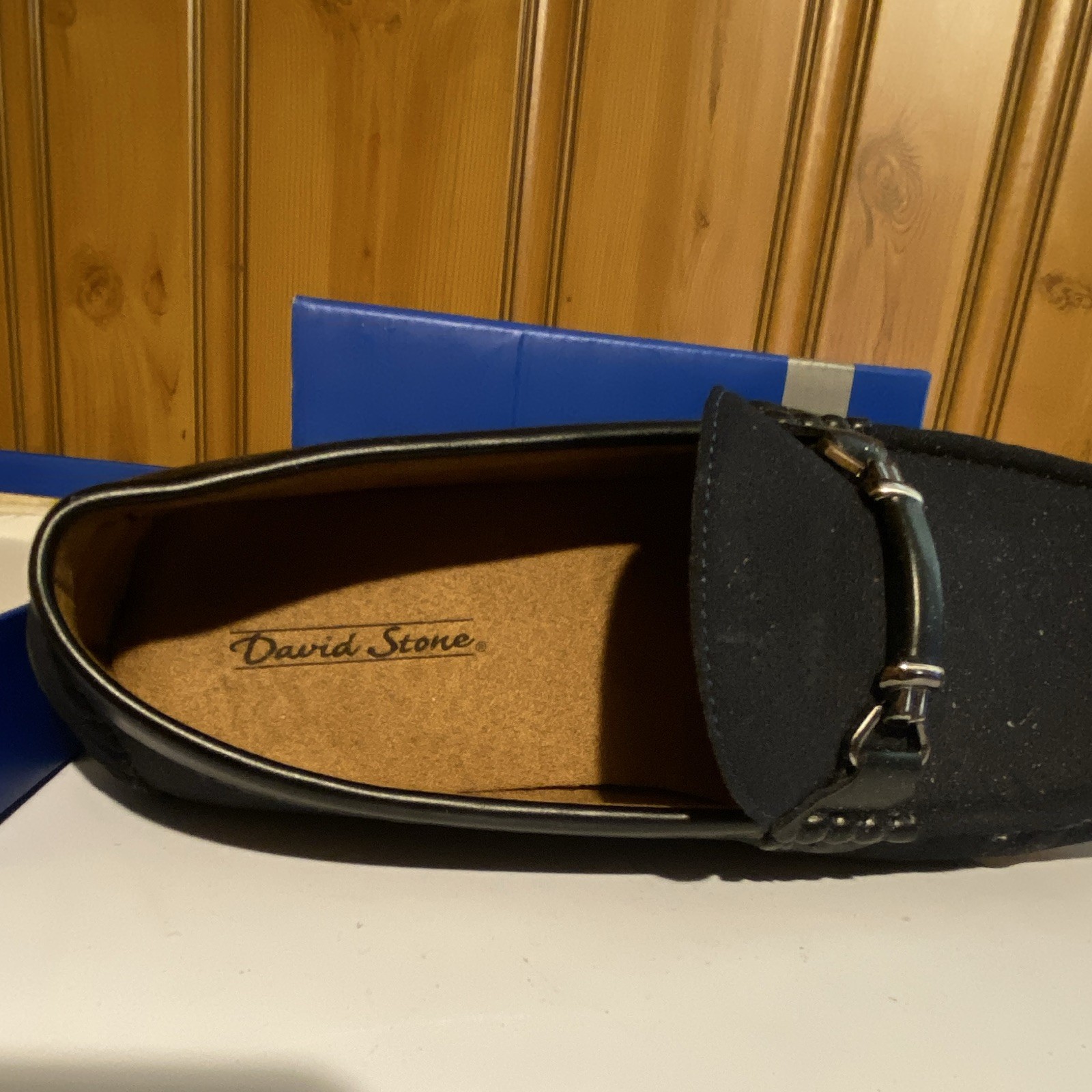 David Stone Mateo Men’s Navy Cotton Slip-On Loafers Buckle 15 M 046595