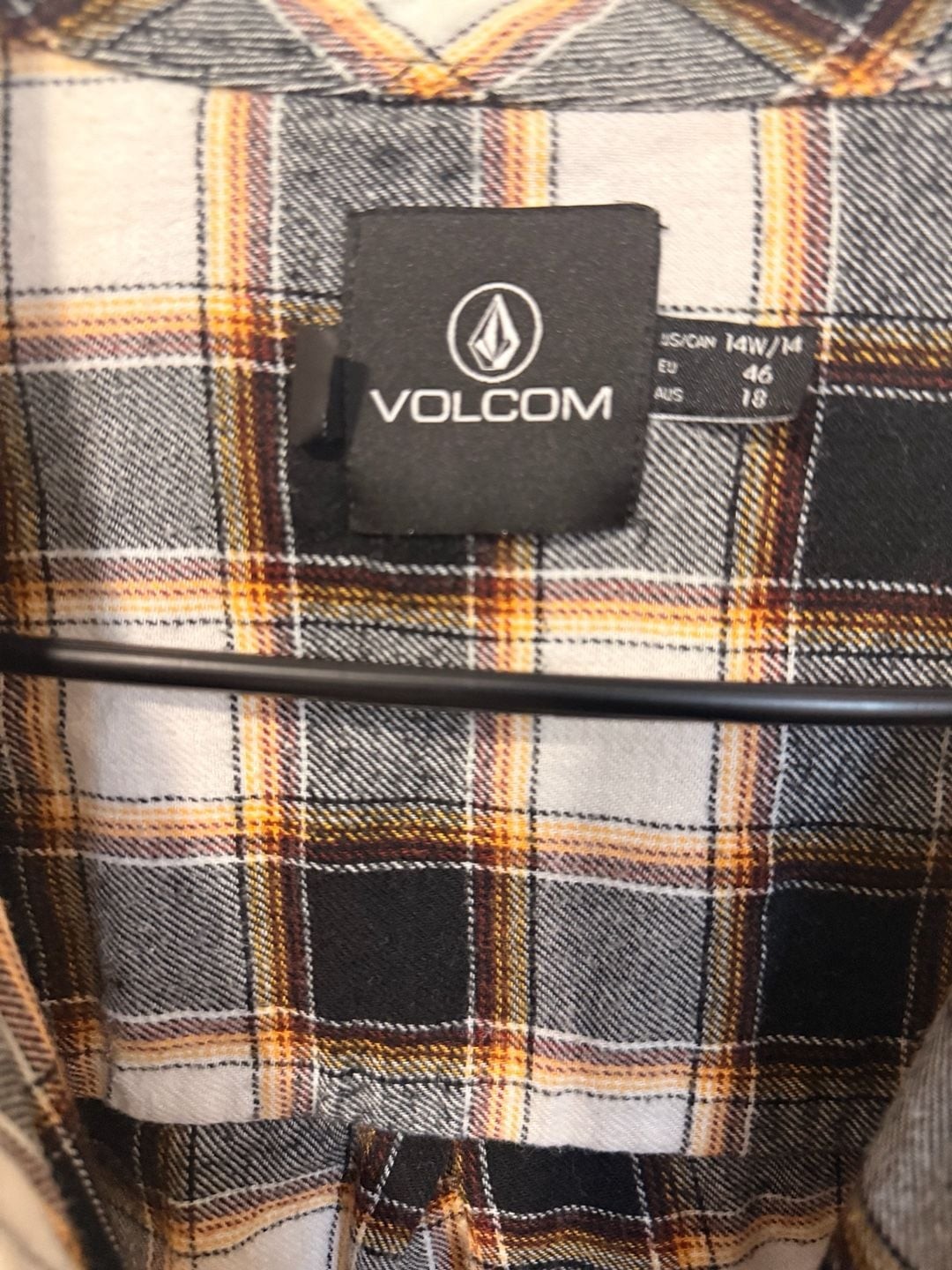 Volcom Getting Radder Plaid Flannel Shirt in Black and Orange