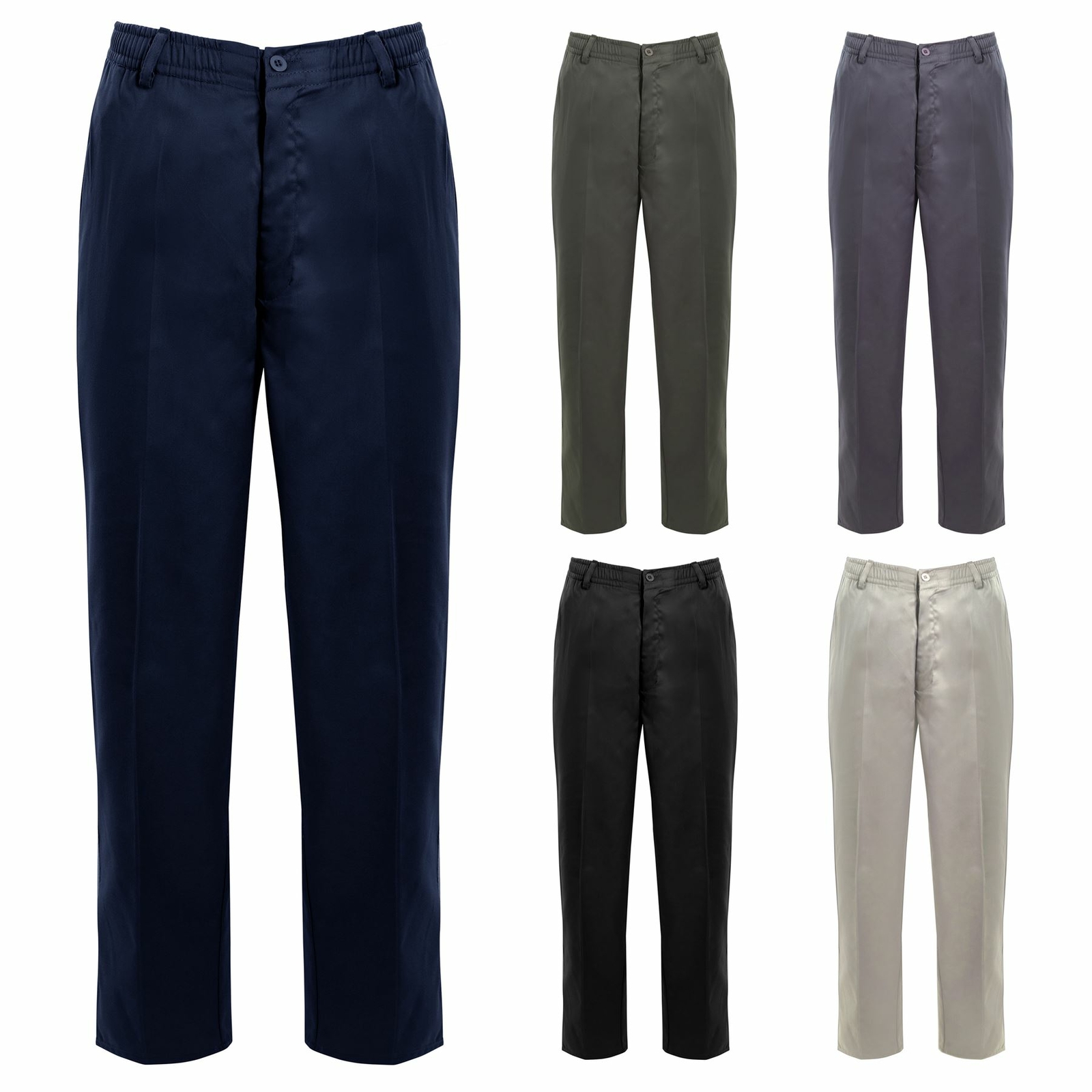 Mens Rugby Workwear Trousers Full Elasticated Stretch Waist Band With Draw Cord