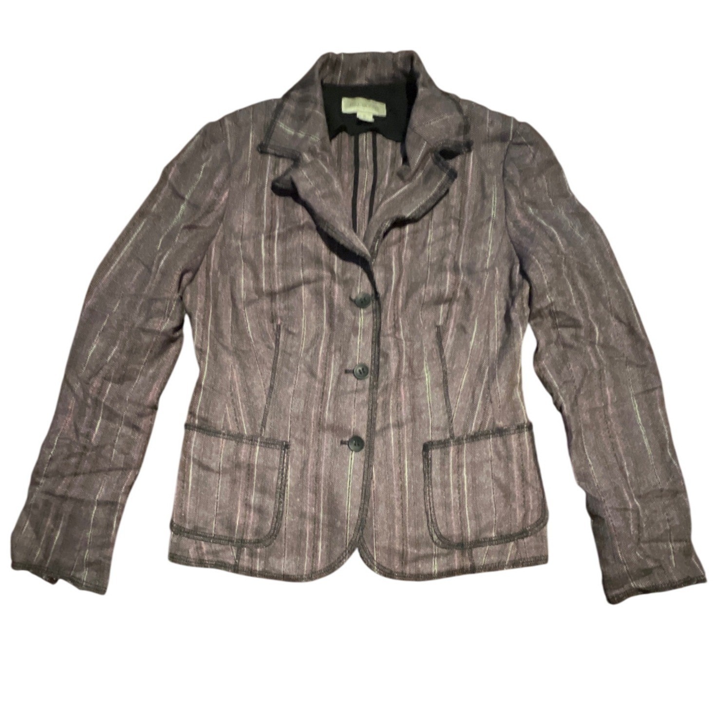 BILL BURNS Womens Striped Blazer Jacket Size 6 Rayon Wool Blend