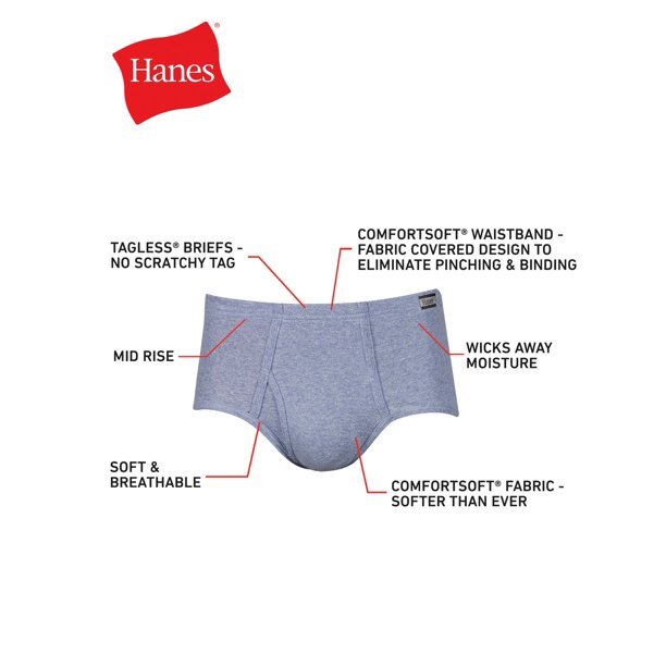 3 or 6 pack Hanes Men’s Underwear Briefs Pack Bikini Mid-Rise, Moisture-Wicking