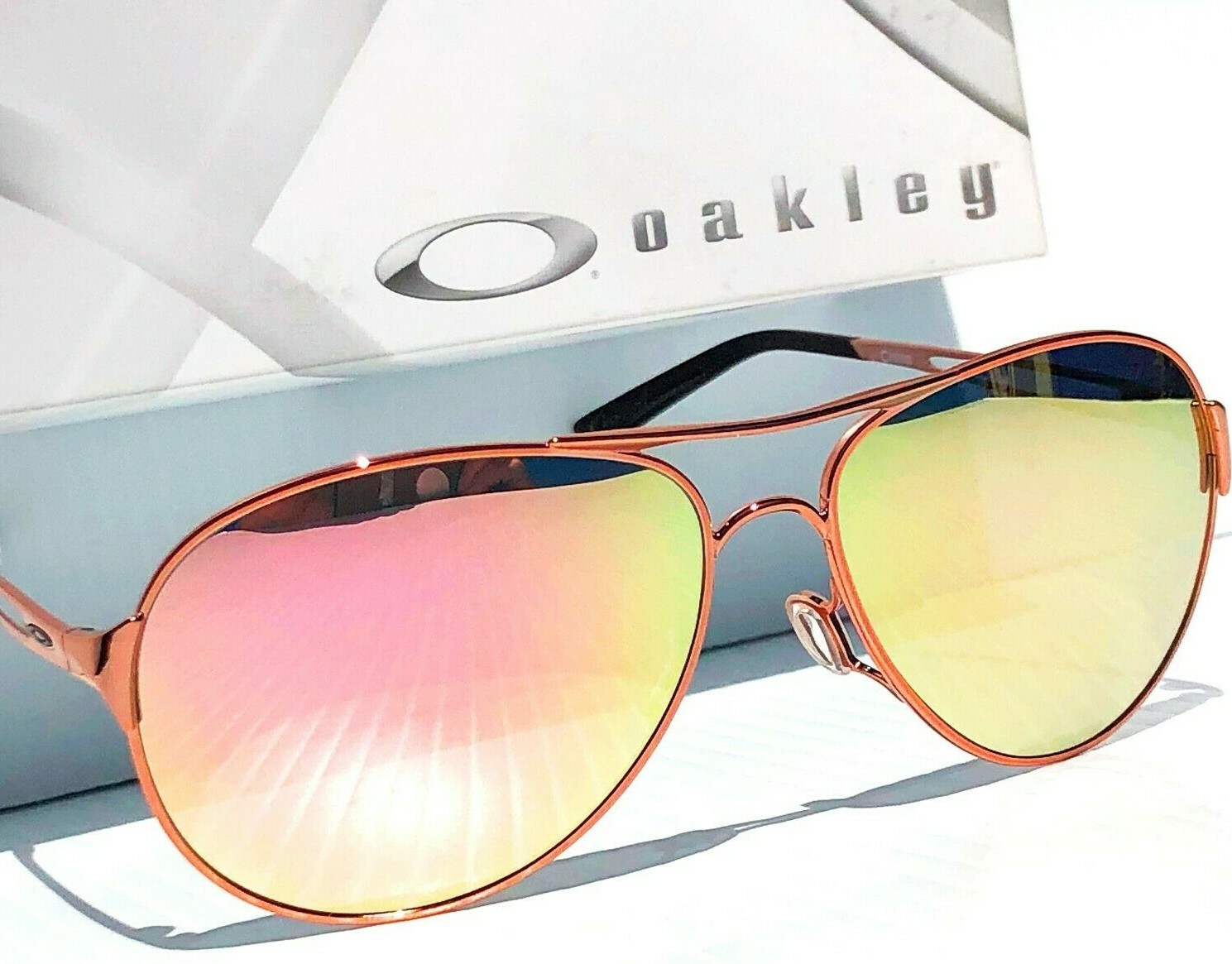NEW* Oakley Caveat POLARIZED Galaxy Rose Gold 60mm Aviator Womens Sunglass 4054
