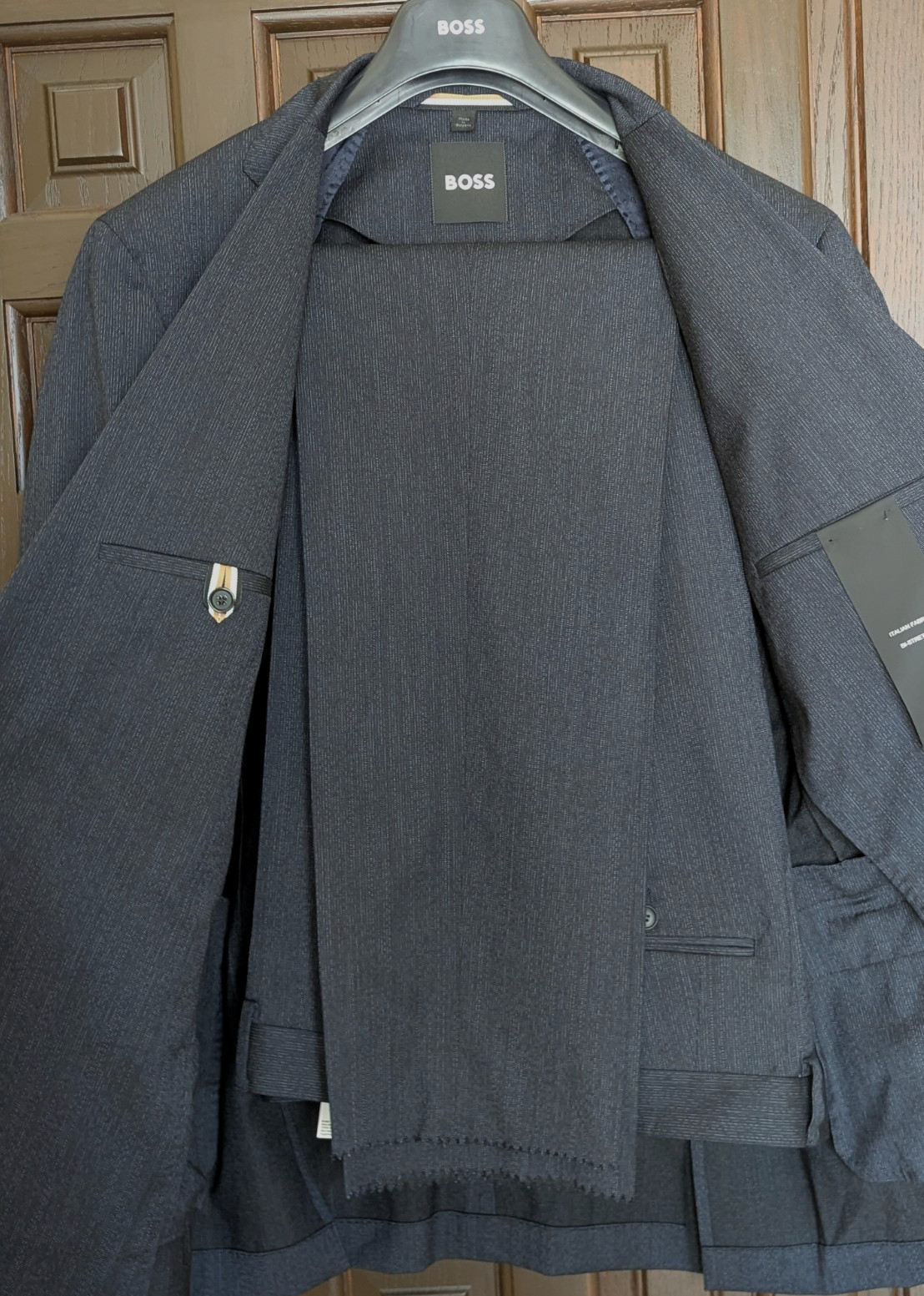 HUGO BOSS Huge Slim Fit Stretch Wool Blend Suit, Blue Mélange, Size 44 R