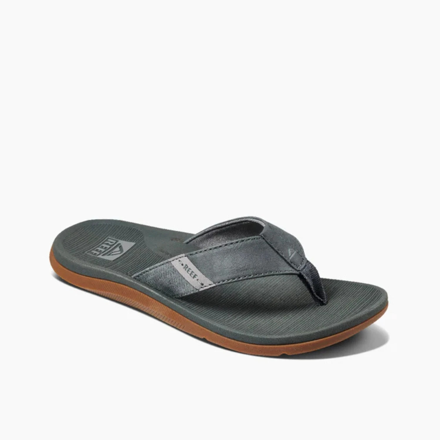 Reef Santa Ana CI4652 Sandals Men’s Gray Leather Round Toe Flip Flop