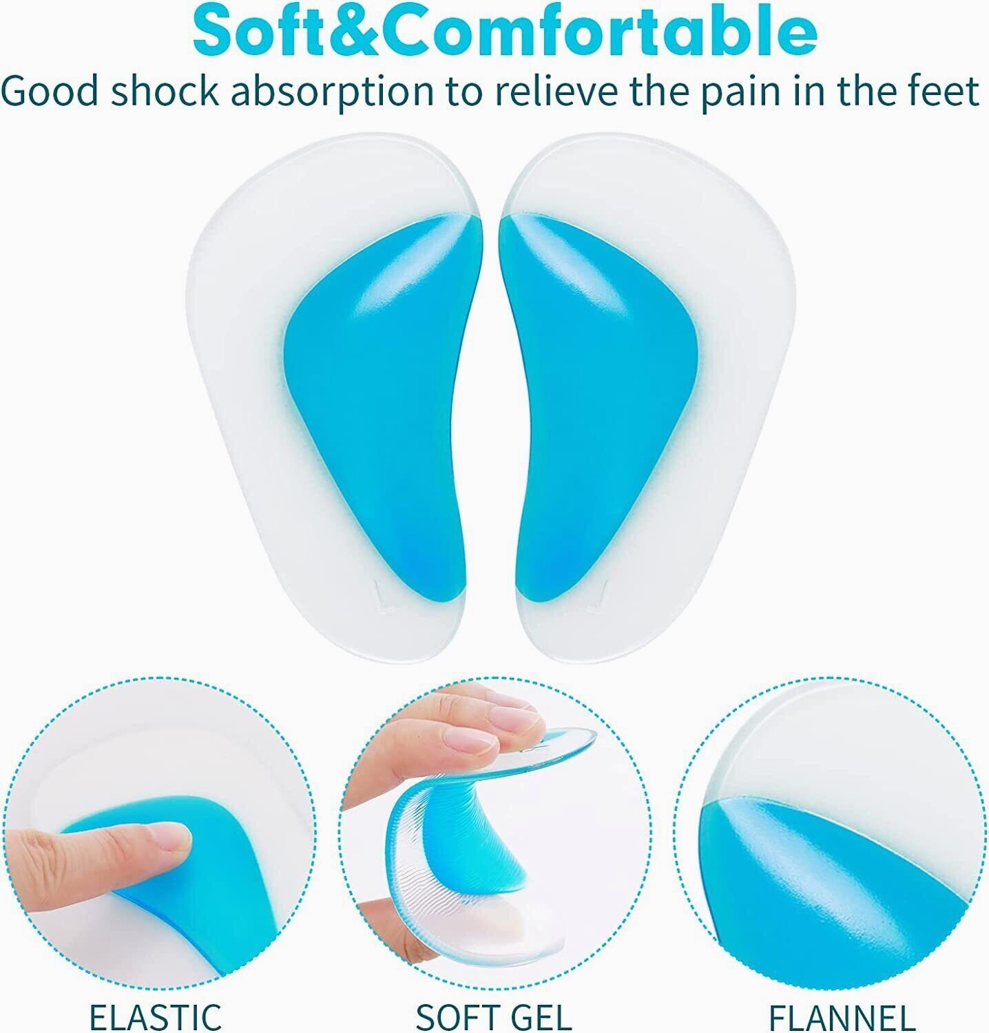 Arch Orthotic Support Insole Corrector Gel Pads Shoe Silicone Inserts Reusable