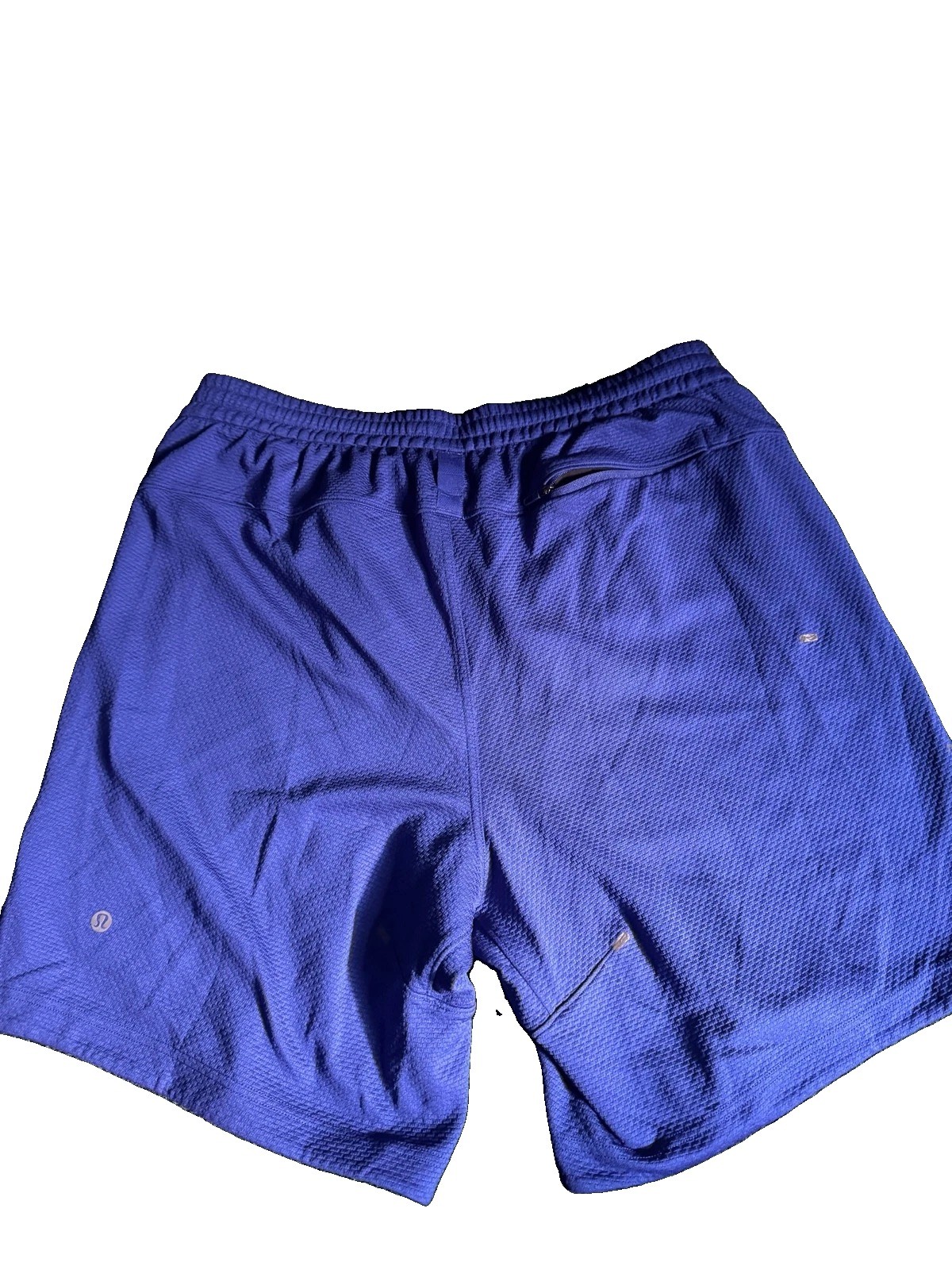 Lululemon Men’s Blue Textured Athletic Shorts Drawstring Pockets Size L