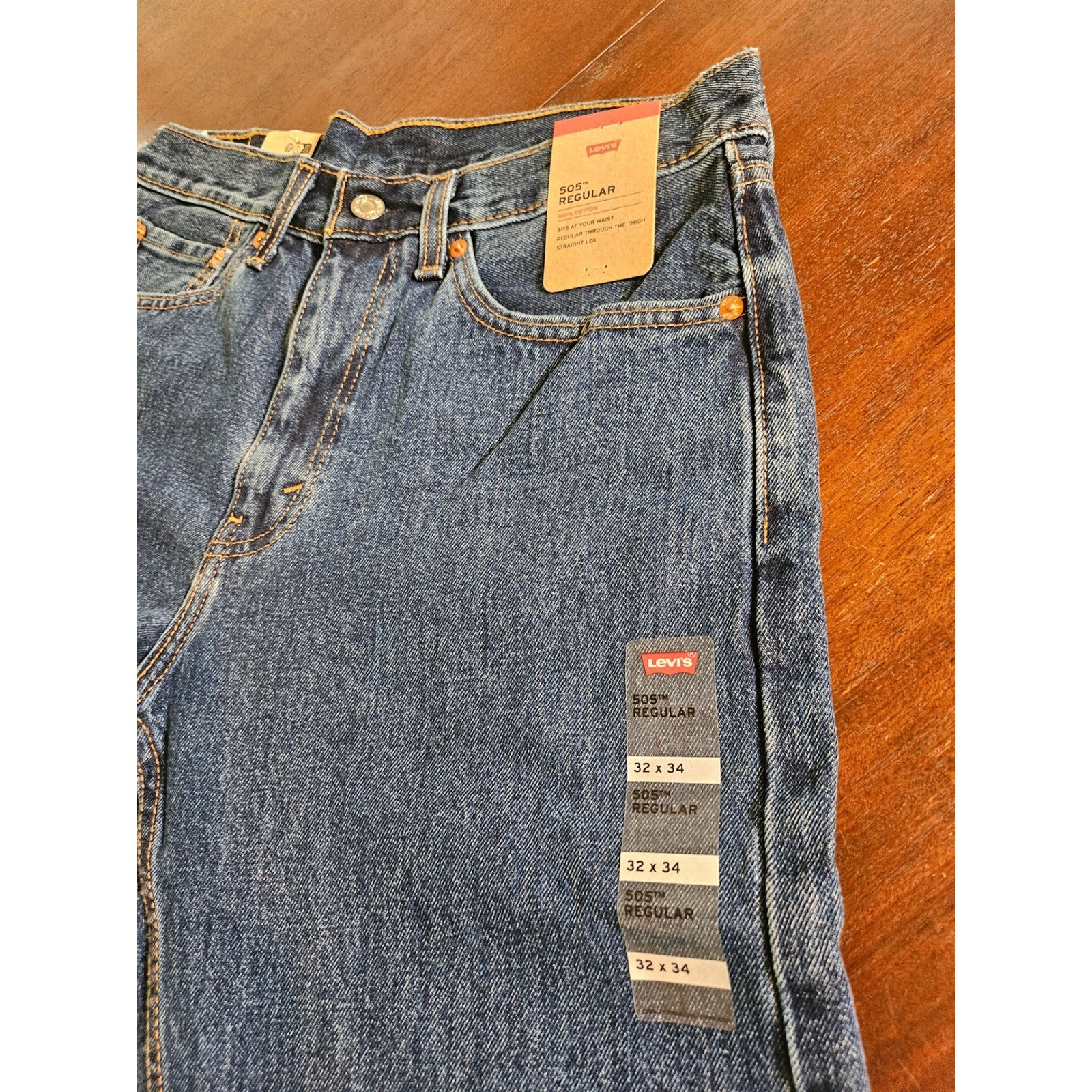 Levi’s 505 Regular Fit Jeans Mens 32×34 Blue Straight Leg Denim