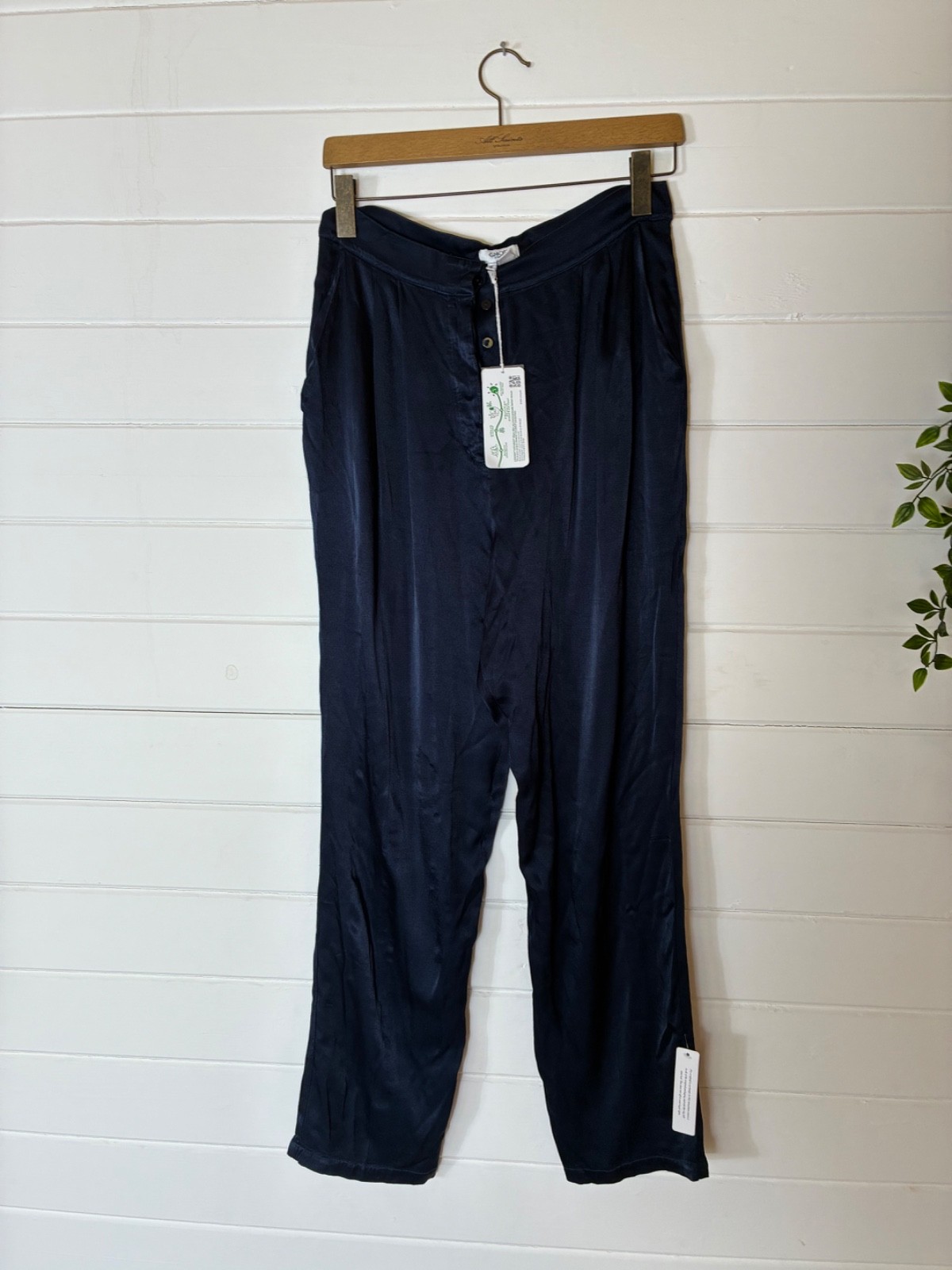 GHOST LONDON DEEP BLUE VISCOSE TAPERD TROUSERS SIZE M BNWT APPROX 10 12 SUMMER