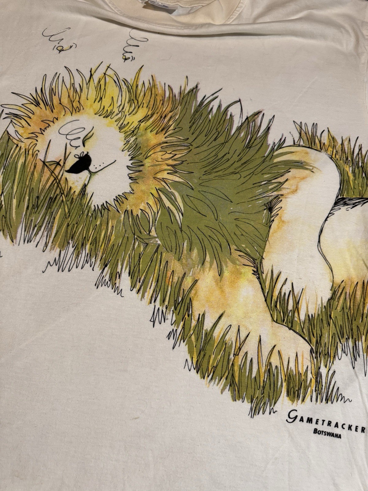 Vintage Lion Wrap Around Shirt AOP Nature Art Promo Gametracker Botswana RARE