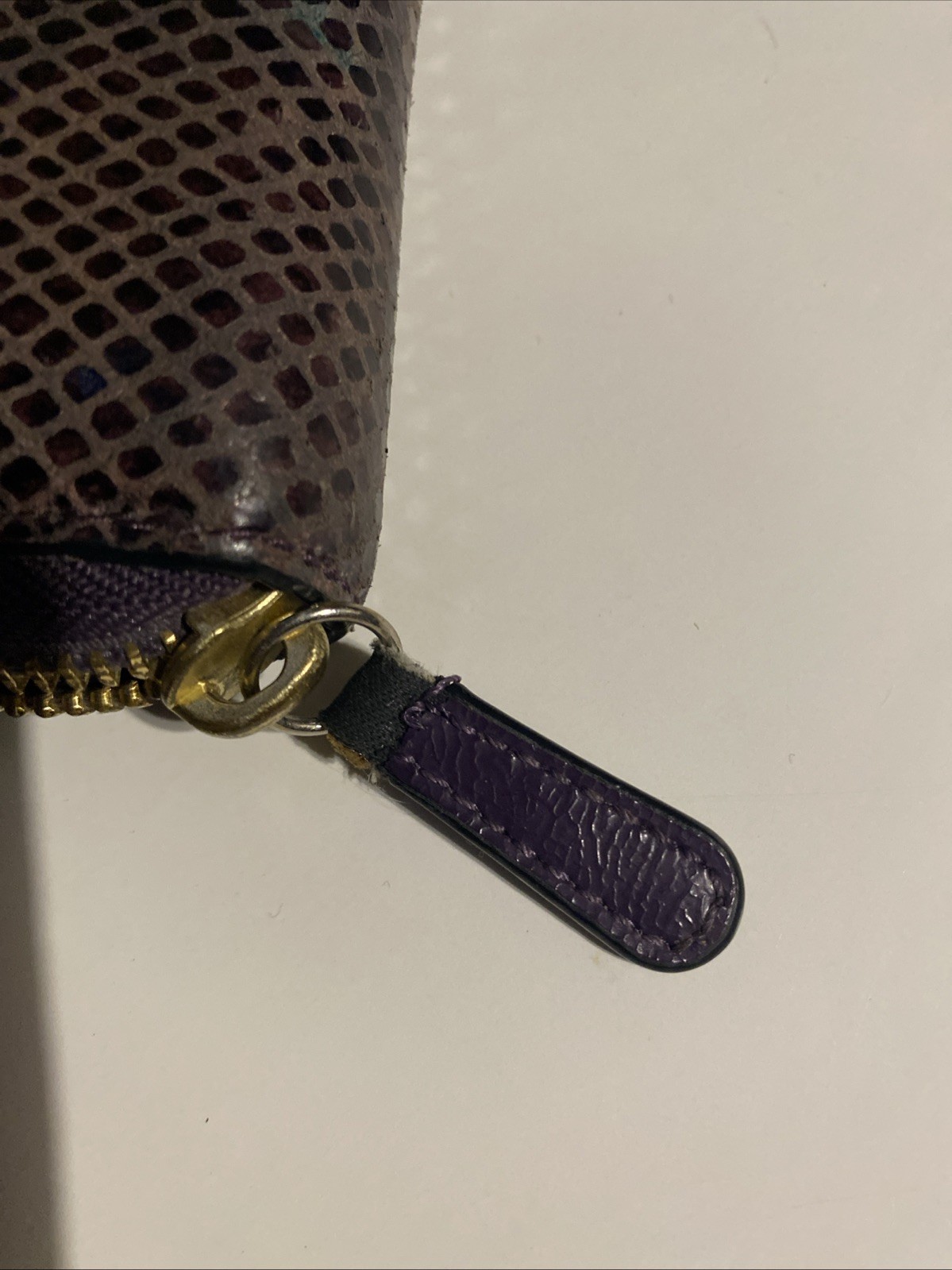 Coach Wallet Purple Snakeskin Zip Up