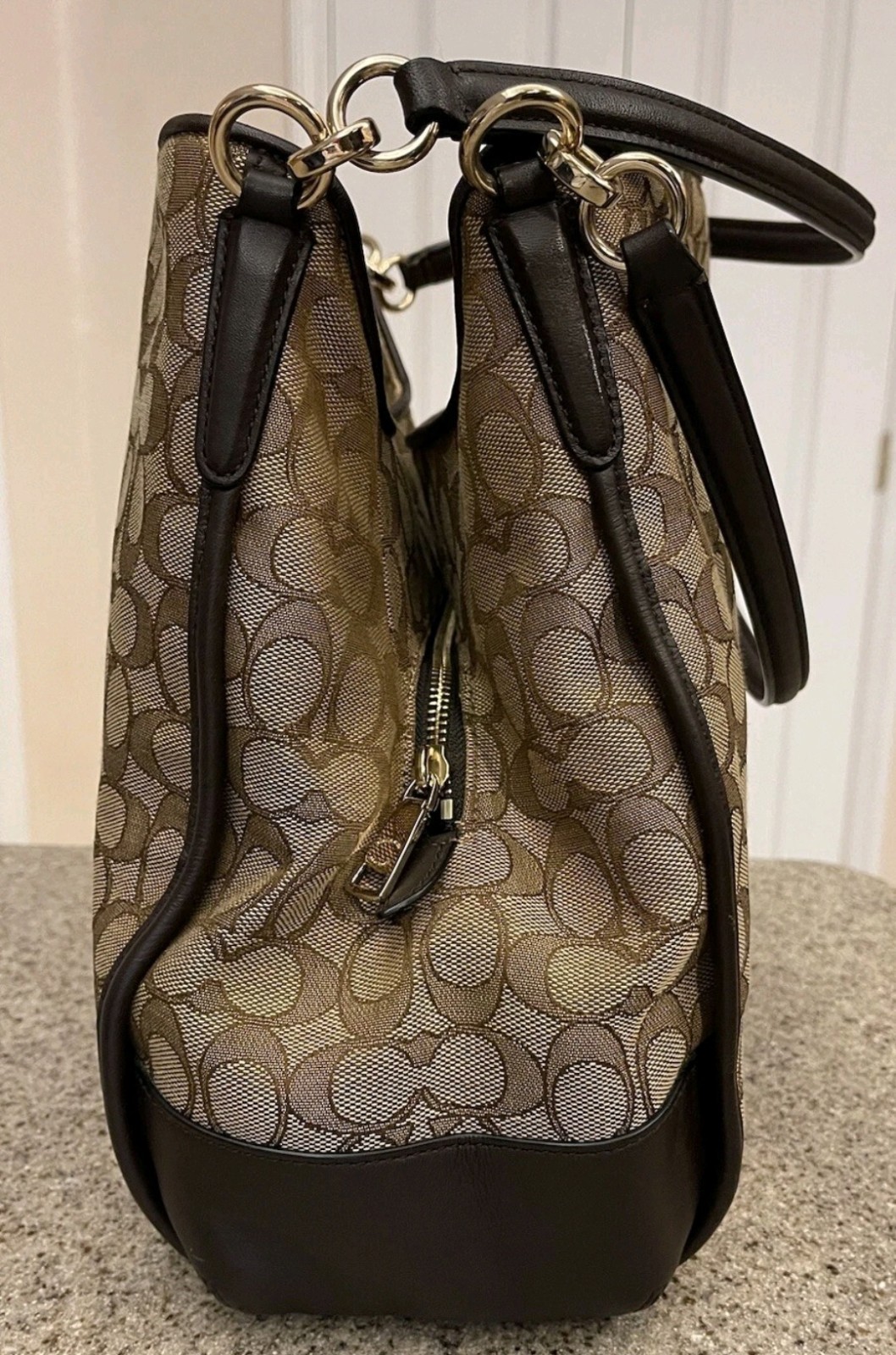 COACH MADISON PHOEBE OUTLINE BROWNS SIGNATURE & LEATHER SHOULDER BAG $299. EUC