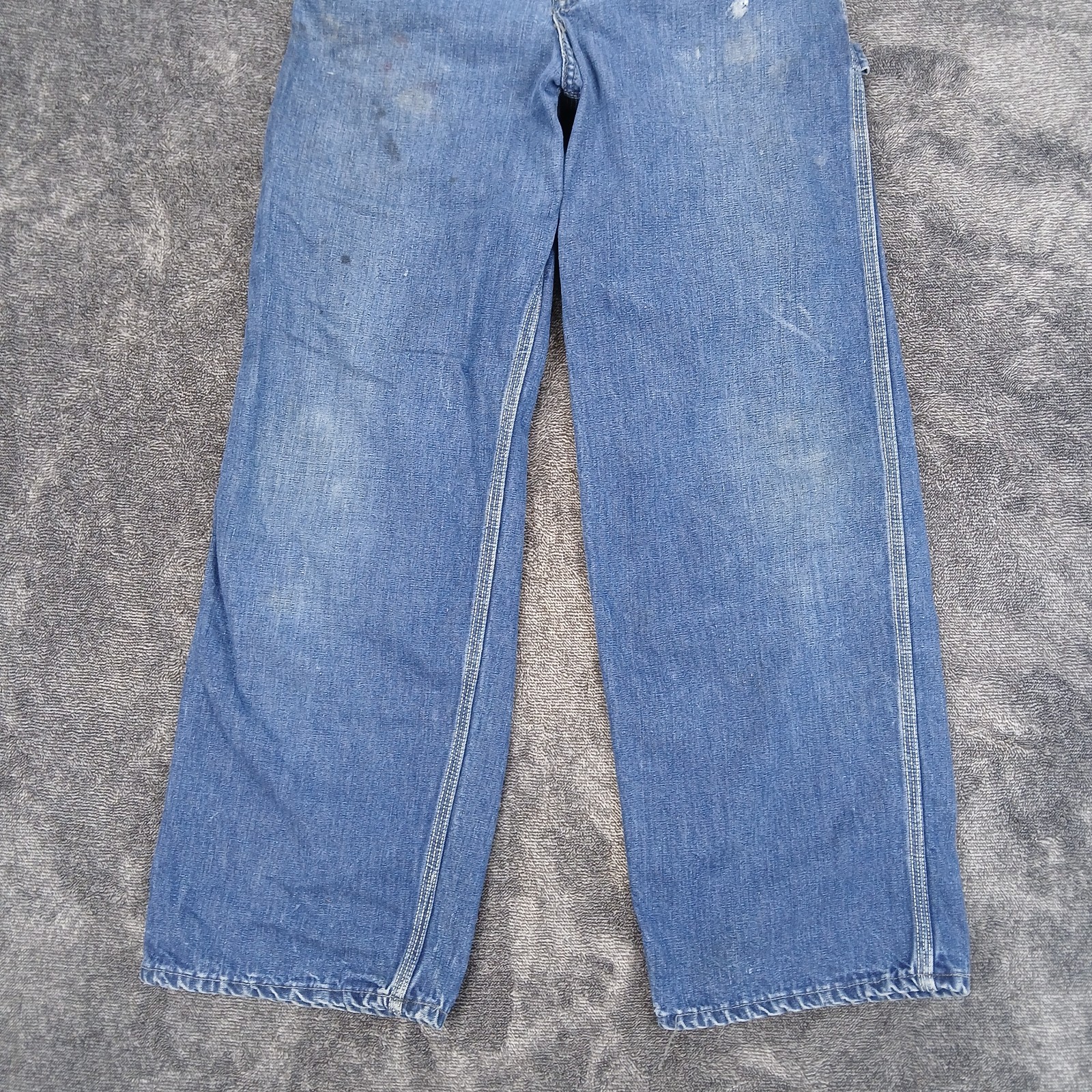 Vtg Lee Sanforized Jelt Denim Overalls 30×28 Donut Button Fly 50s 60s Stains