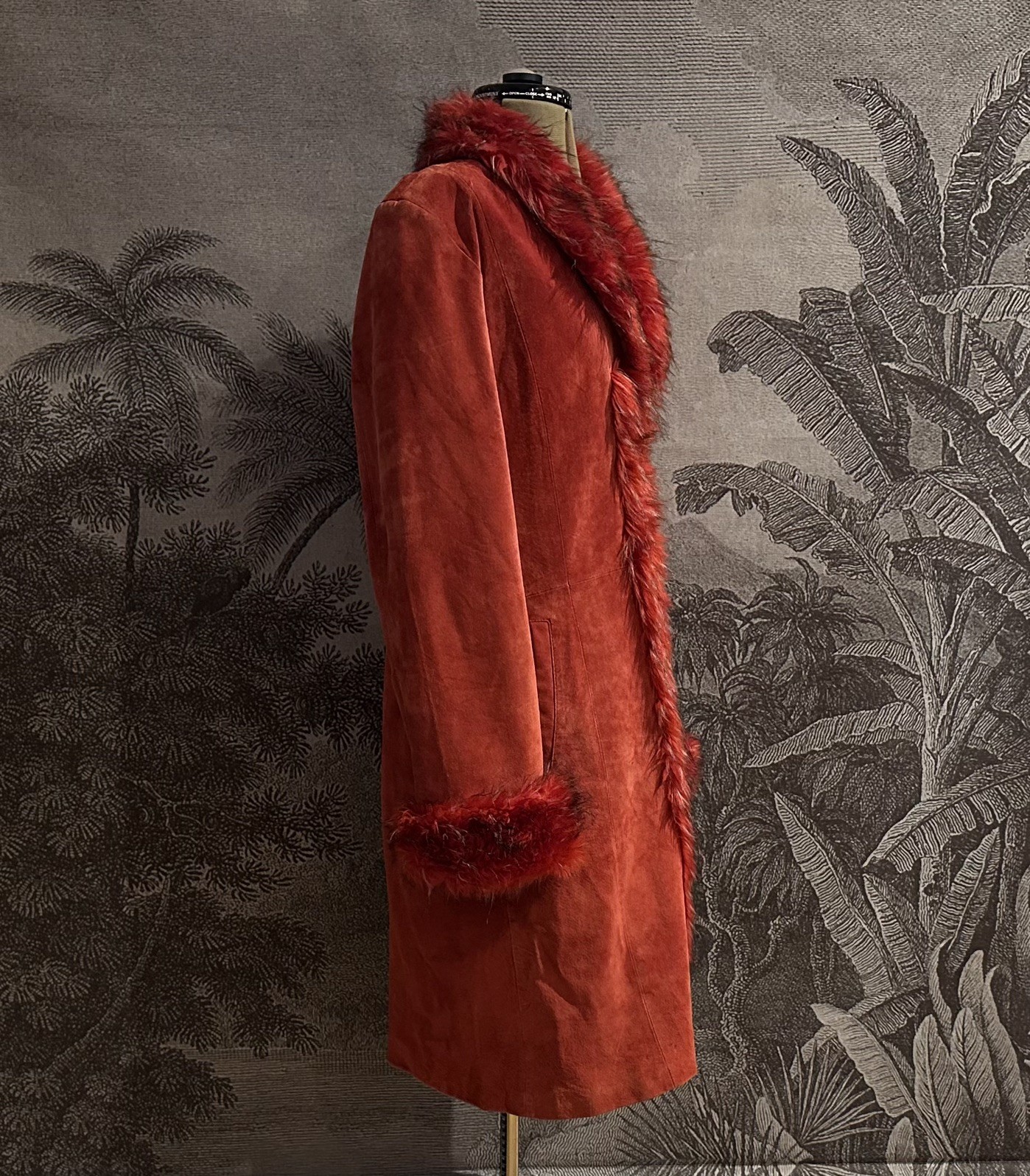Rare Vintage Long Red Real Suede Afghan Coat Maxi Leather Fur Y2K Penny Lane 12