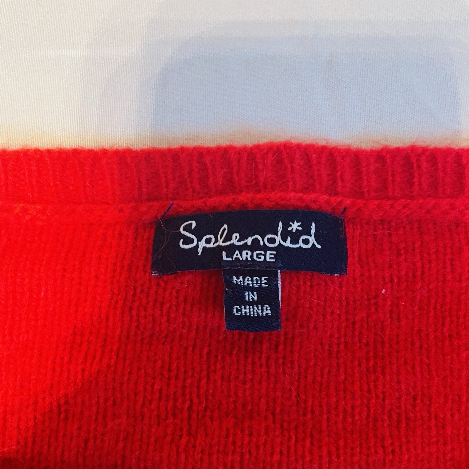 Splendid Striped Sweater Womens Large Red Colorblock Wool Angora Cashmere Knit