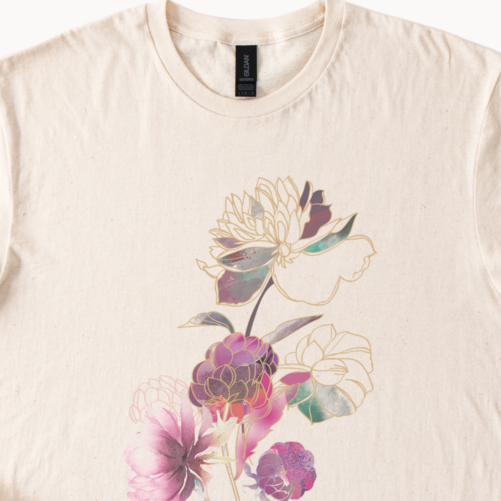 Neutral Floral Watercolor Shirt Minimal Flowers Graphic Botanical Art Tee Top