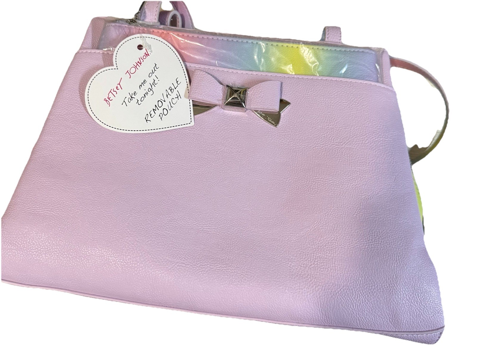 Betsey Johnson Lilac Double Handle Satchel XO Jaime W/Removable Pouch NWT $98