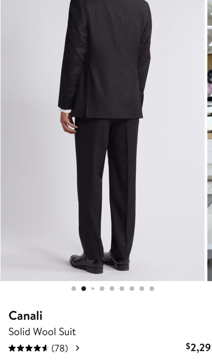 Canali Solid Wool Black Suit Size US 46R / EU 58 MSRP $2295