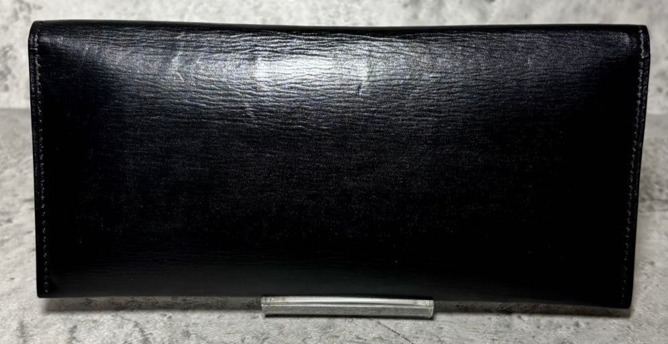 Ganzo Cordovan Long Wallet Leather Black Billfold Bifold H9cm x W19cm Men’s