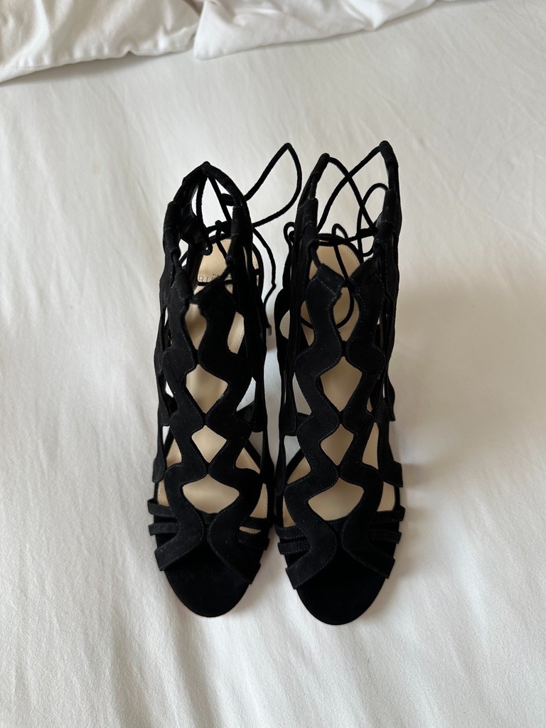 Alexandre Birman Loretta Black Suede Block Heel Sandals EU 39.5 US 9.5 NIB